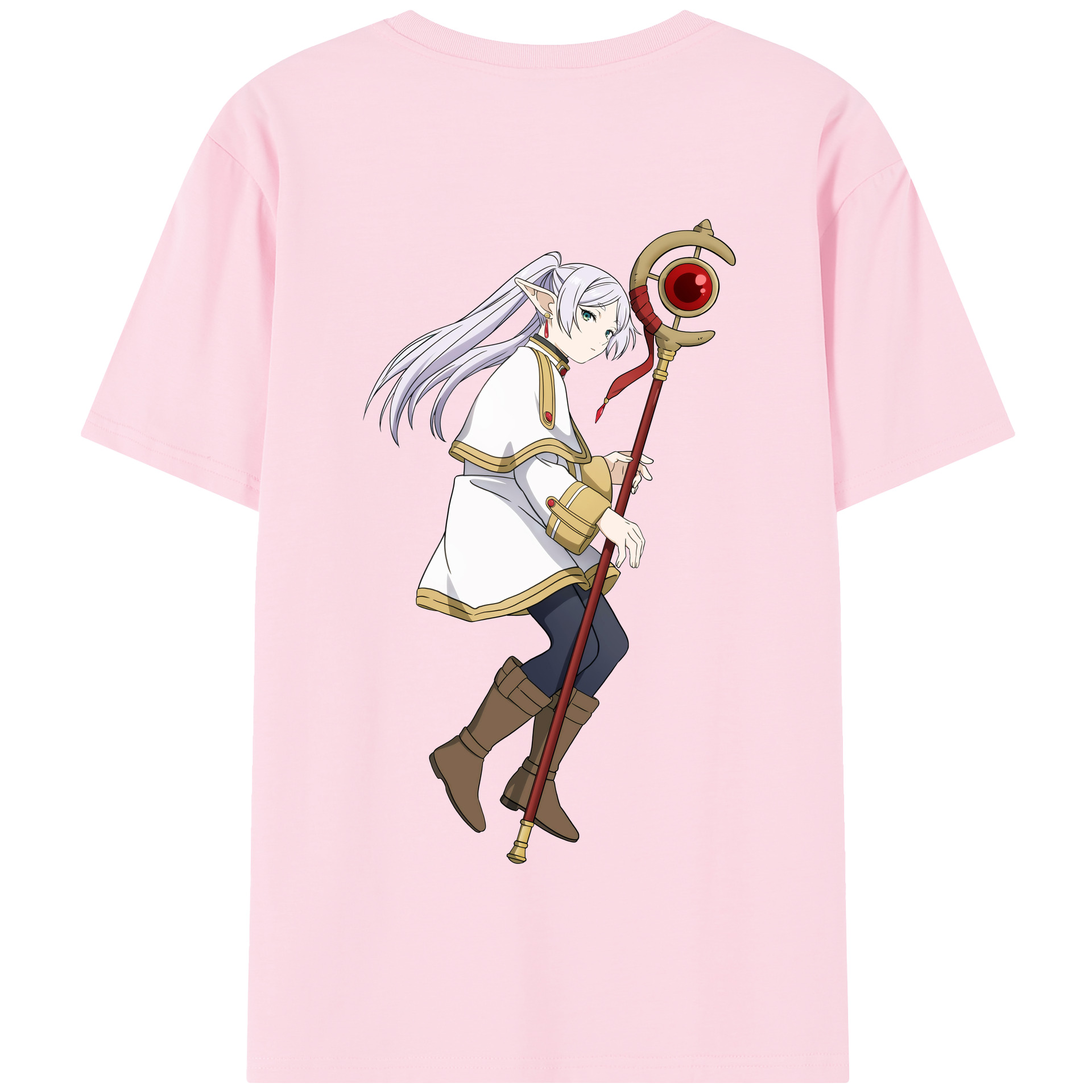 （画像用） 葬送のフリーレン Frieren 綿100％半袖Tシャツ（背面プリント）