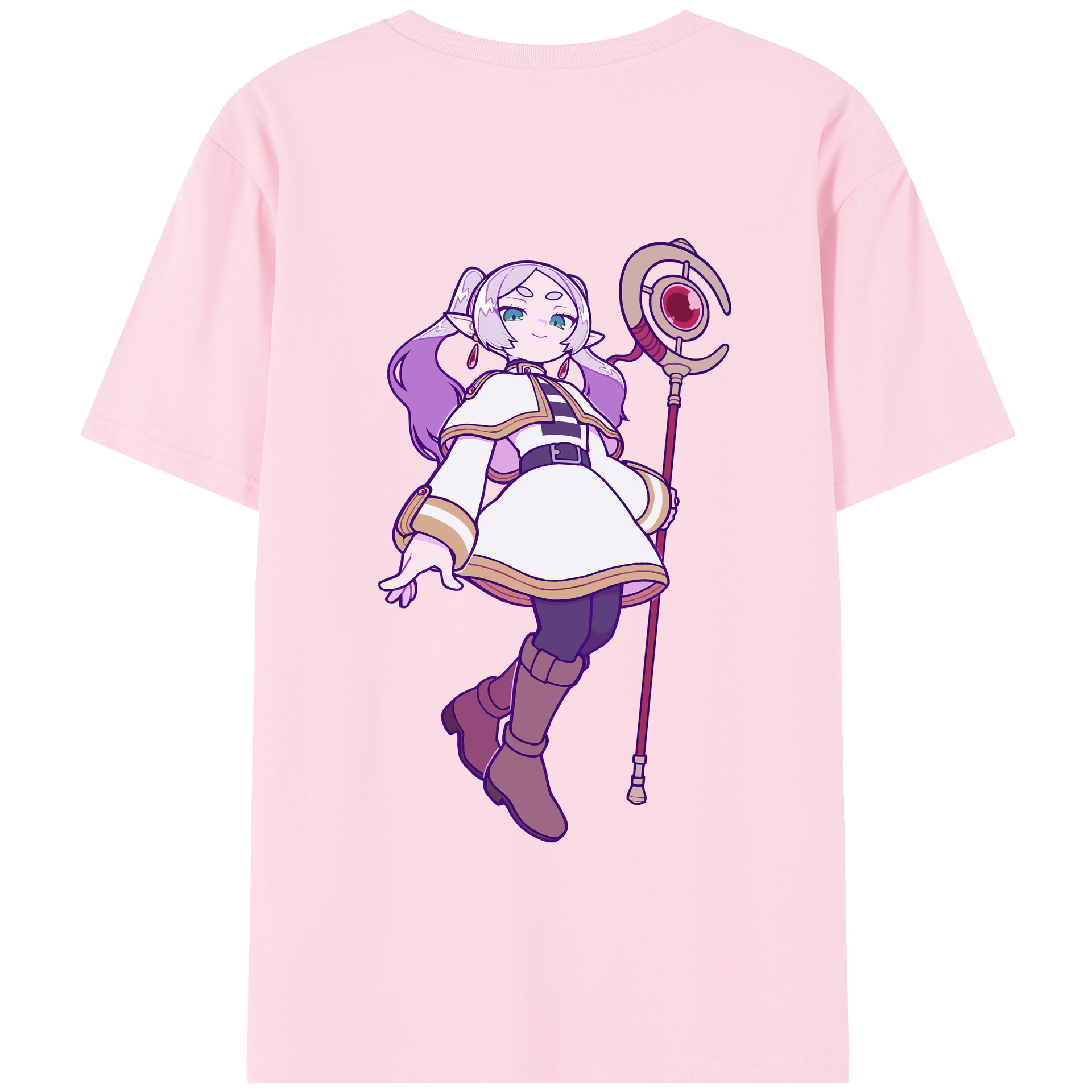 （画像用） 葬送のフリーレン Frieren 綿100％半袖Tシャツ（背面プリント）