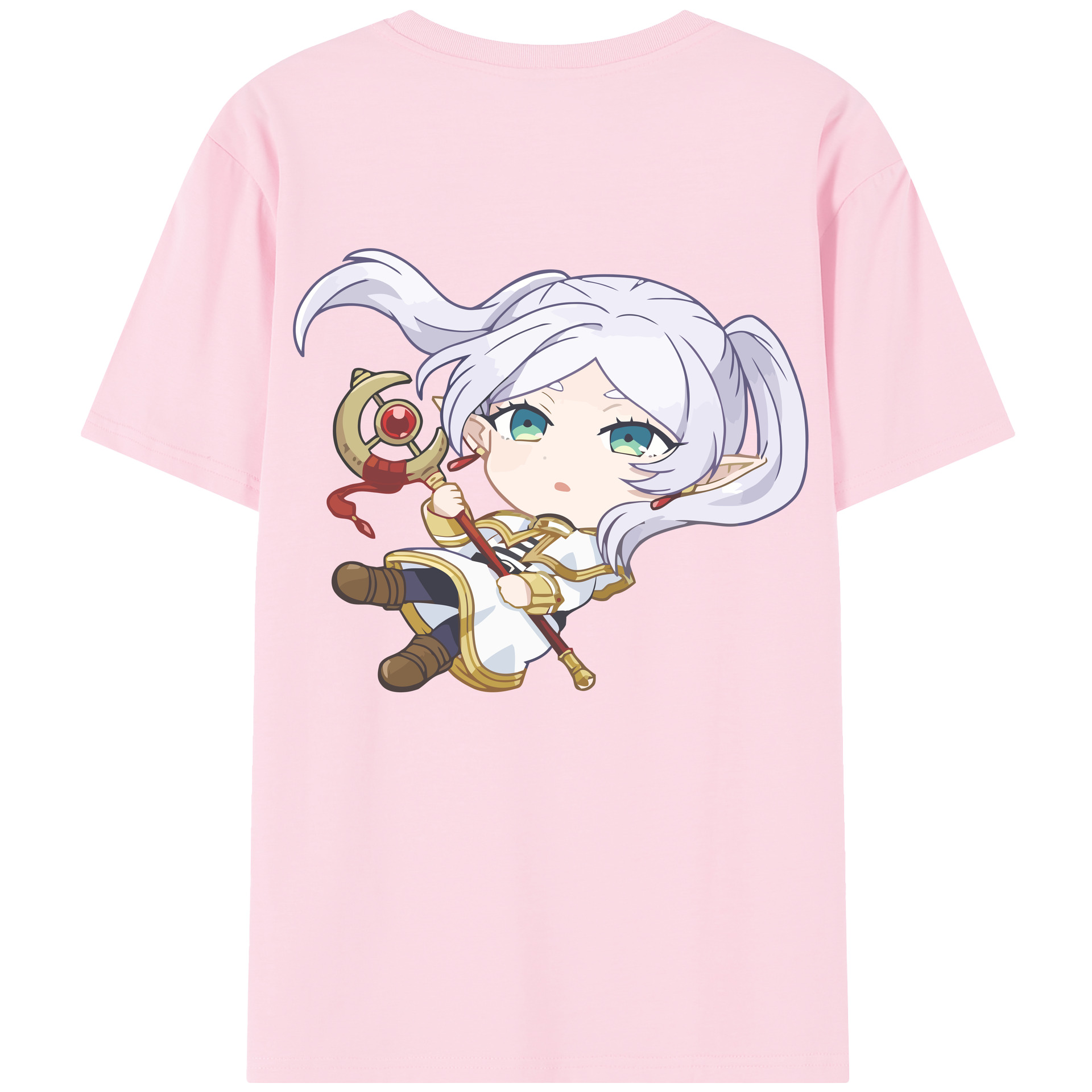（画像用） 葬送のフリーレン Frieren 綿100％半袖Tシャツ（背面プリント）