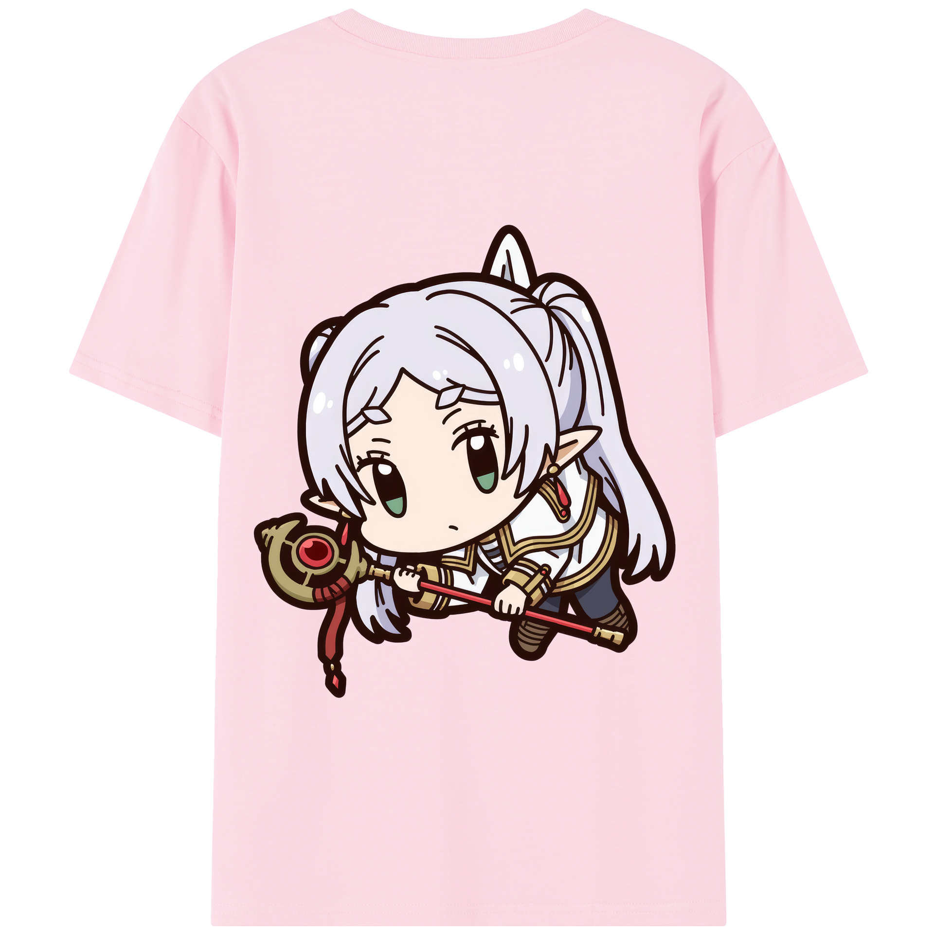 （画像用） 葬送のフリーレン Frieren 綿100％半袖Tシャツ（背面プリント）