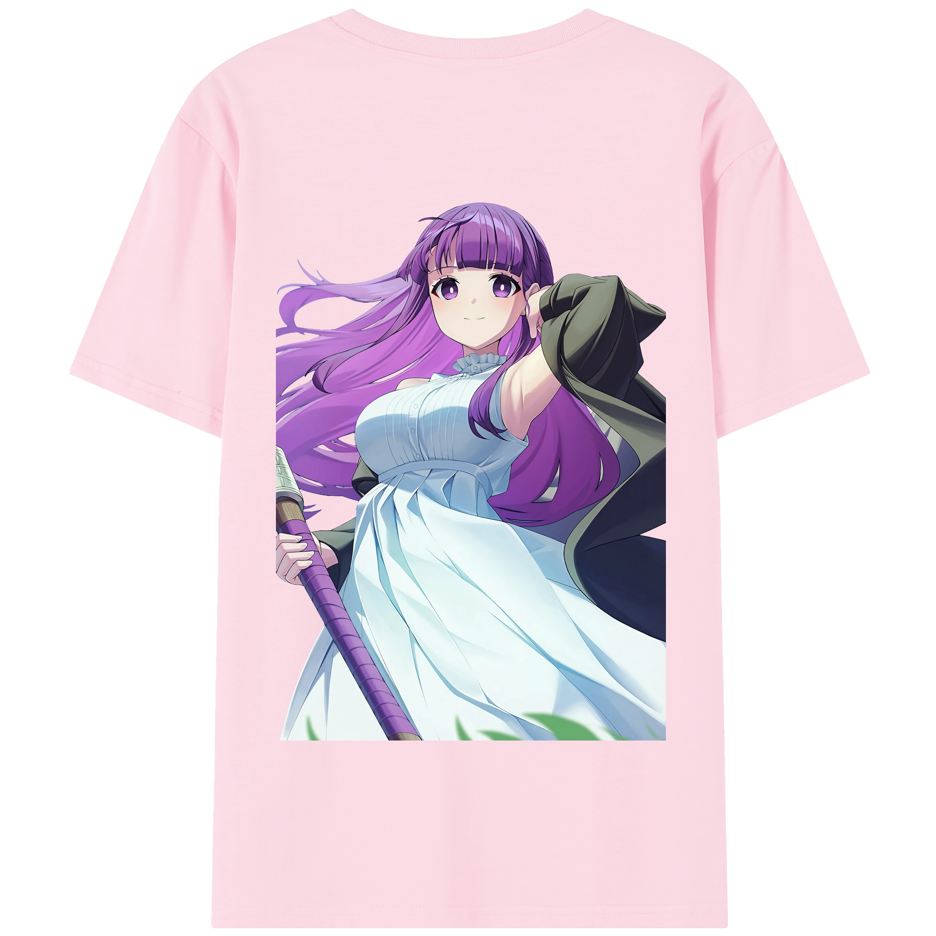 （画像用） 葬送のフリーレン Frieren 綿100％半袖Tシャツ（背面プリント）