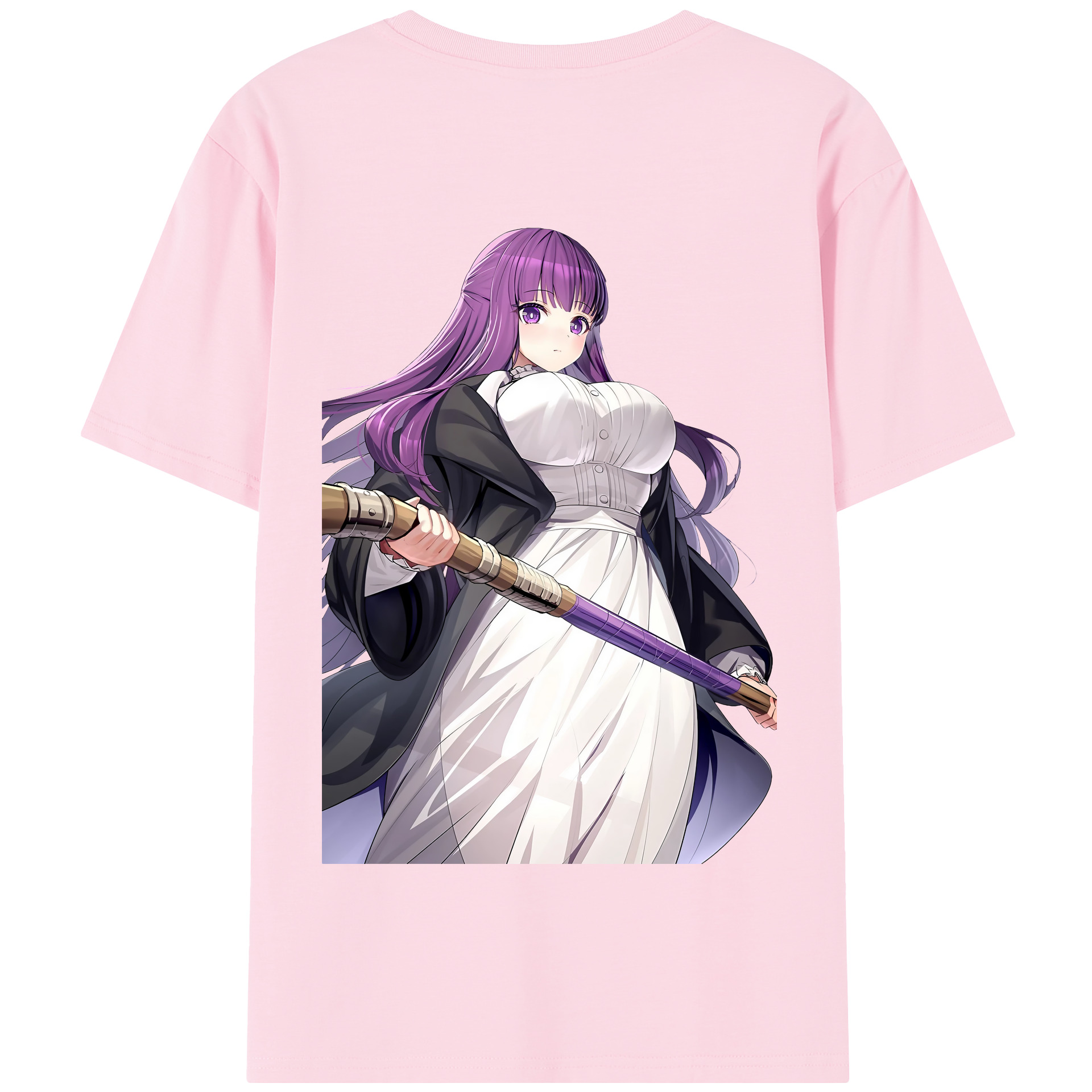 （画像用） 葬送のフリーレン Frieren 綿100％半袖Tシャツ（背面プリント）