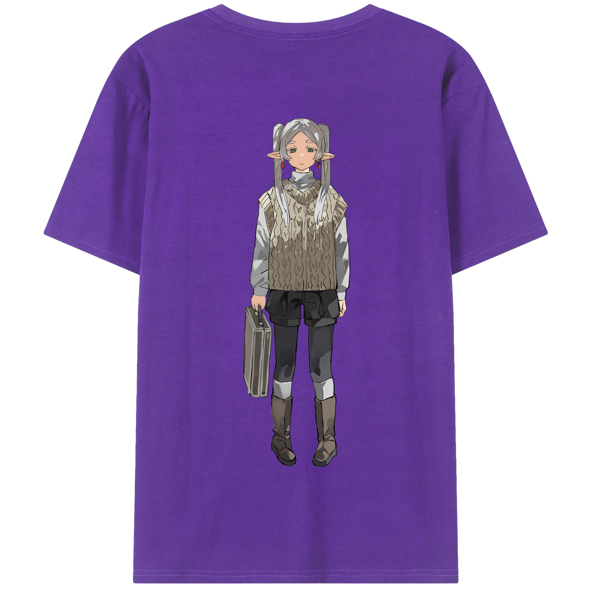 （画像用） 葬送のフリーレン Frieren 綿100％半袖Tシャツ（背面プリント）