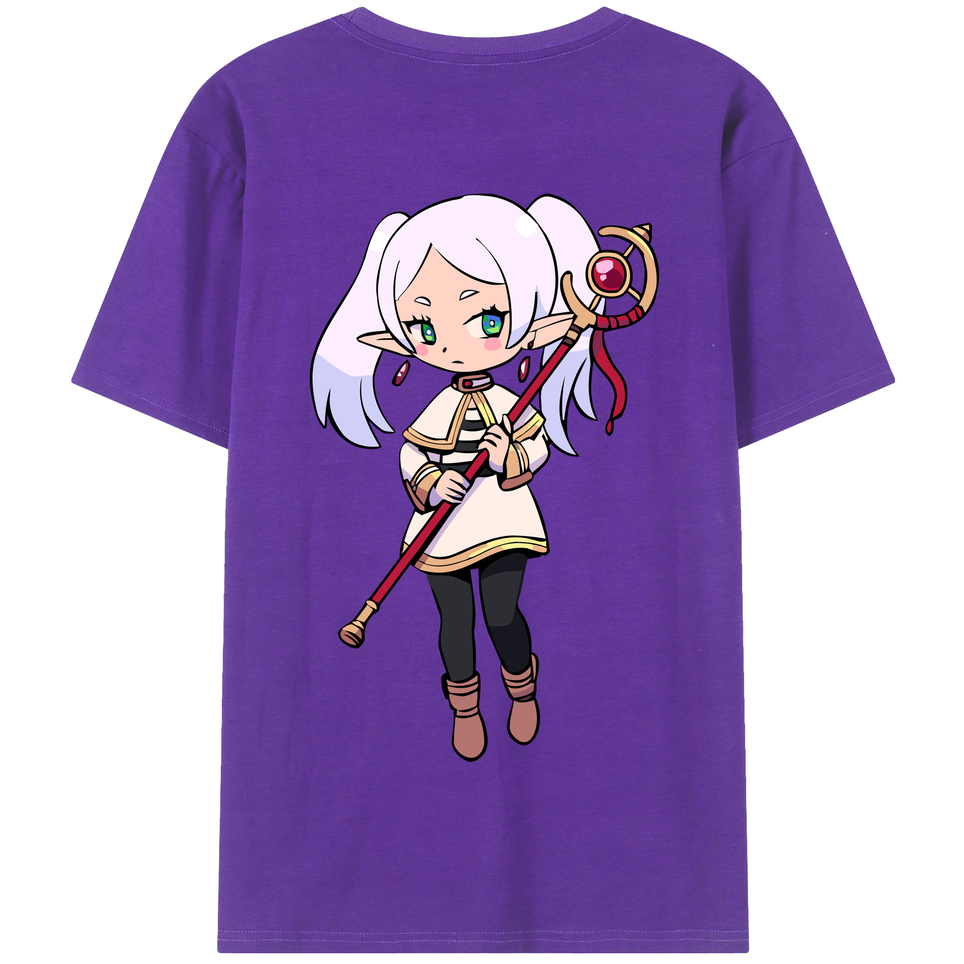 （画像用） 葬送のフリーレン Frieren 綿100％半袖Tシャツ（背面プリント）