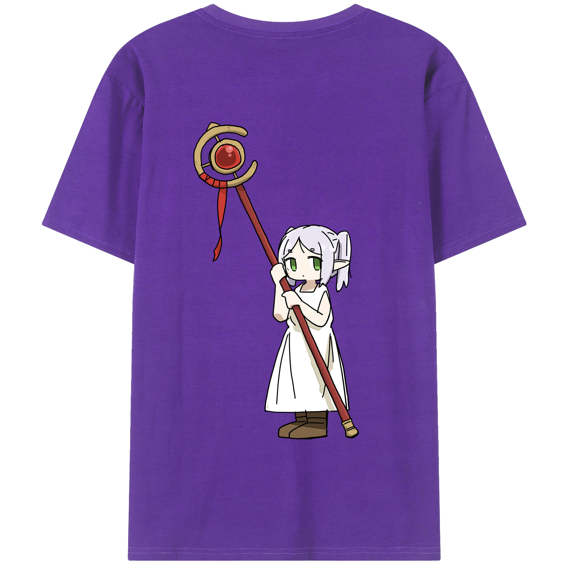 （画像用） 葬送のフリーレン Frieren 綿100％半袖Tシャツ（背面プリント）