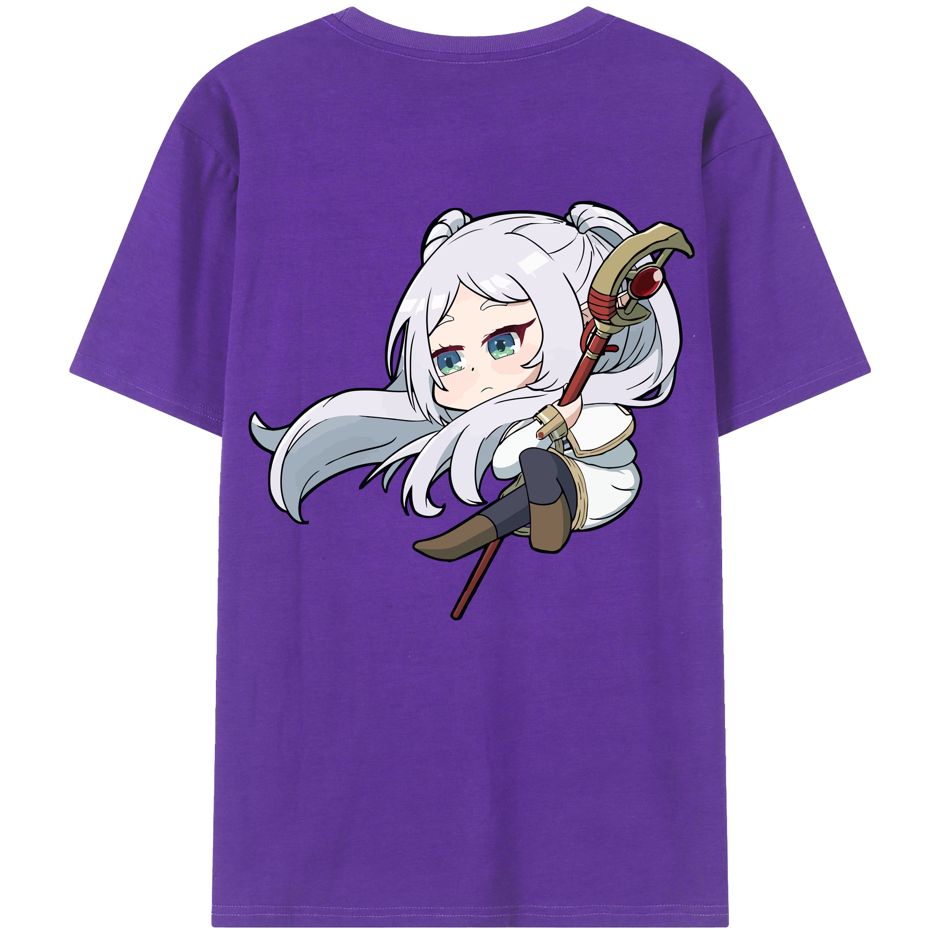 （画像用） 葬送のフリーレン Frieren 綿100％半袖Tシャツ（背面プリント）