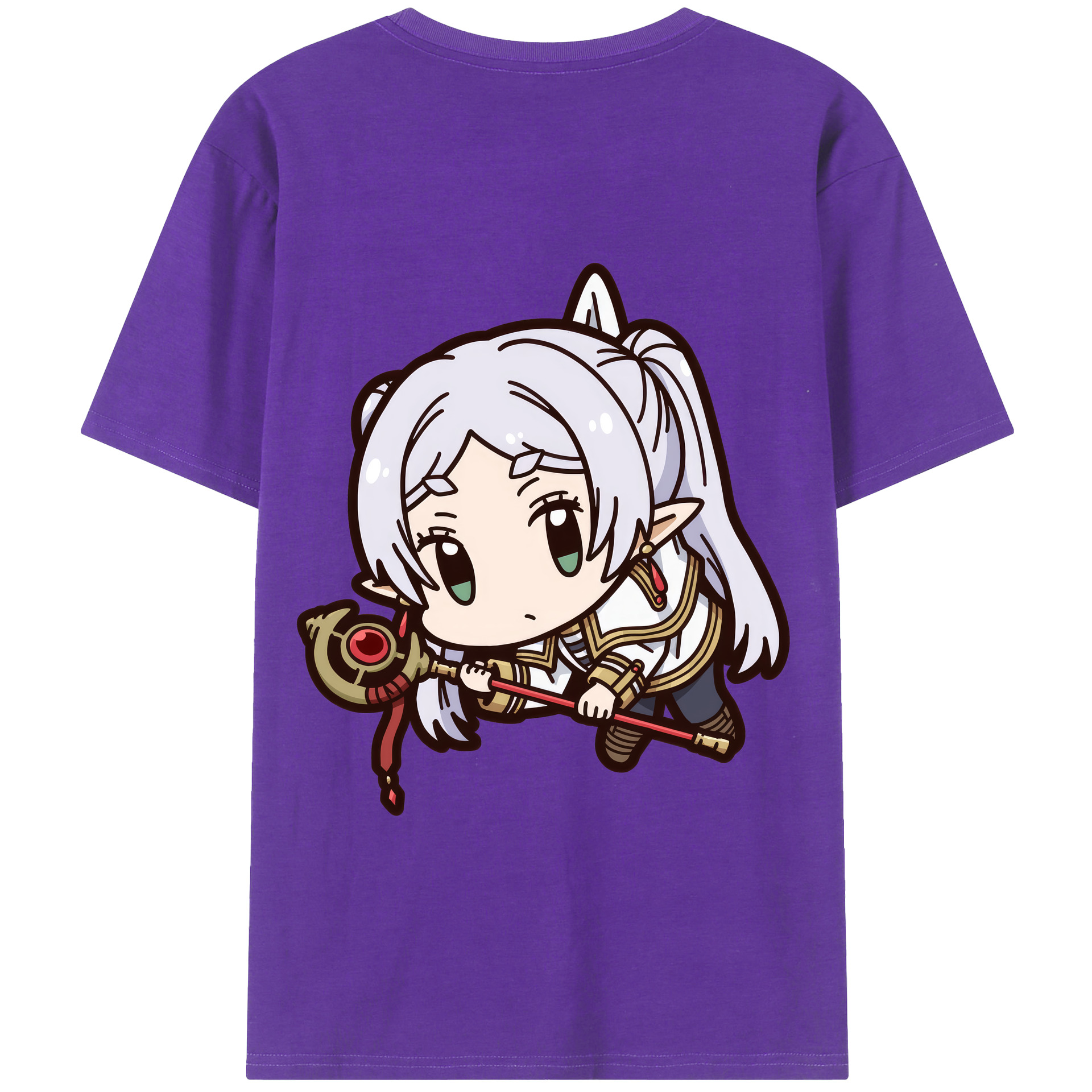 （画像用） 葬送のフリーレン Frieren 綿100％半袖Tシャツ（背面プリント）