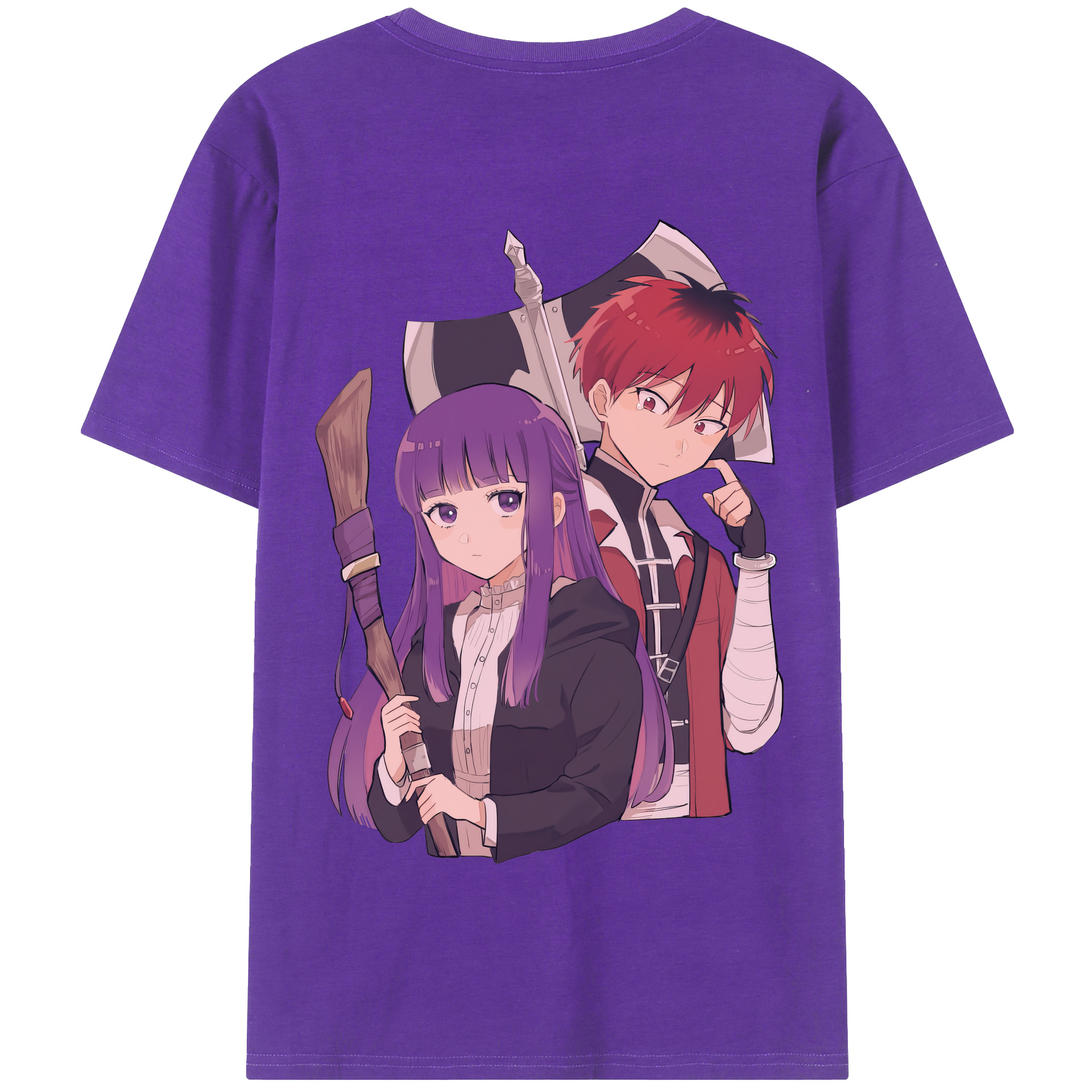 （画像用） 葬送のフリーレン Frieren 綿100％半袖Tシャツ（背面プリント）