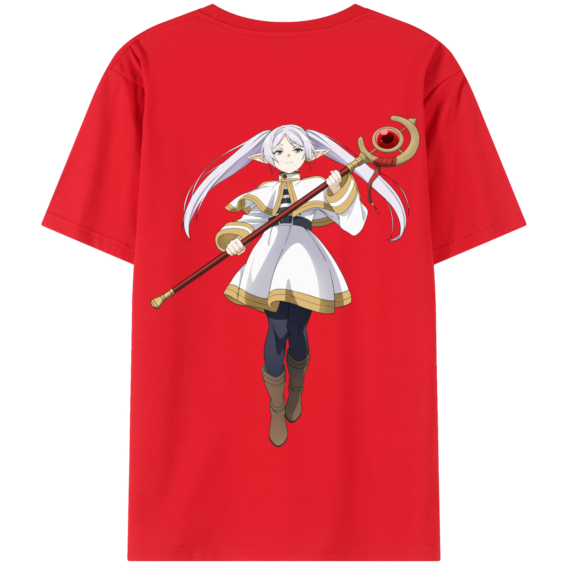 （画像用） 葬送のフリーレン Frieren 綿100％半袖Tシャツ（背面プリント）