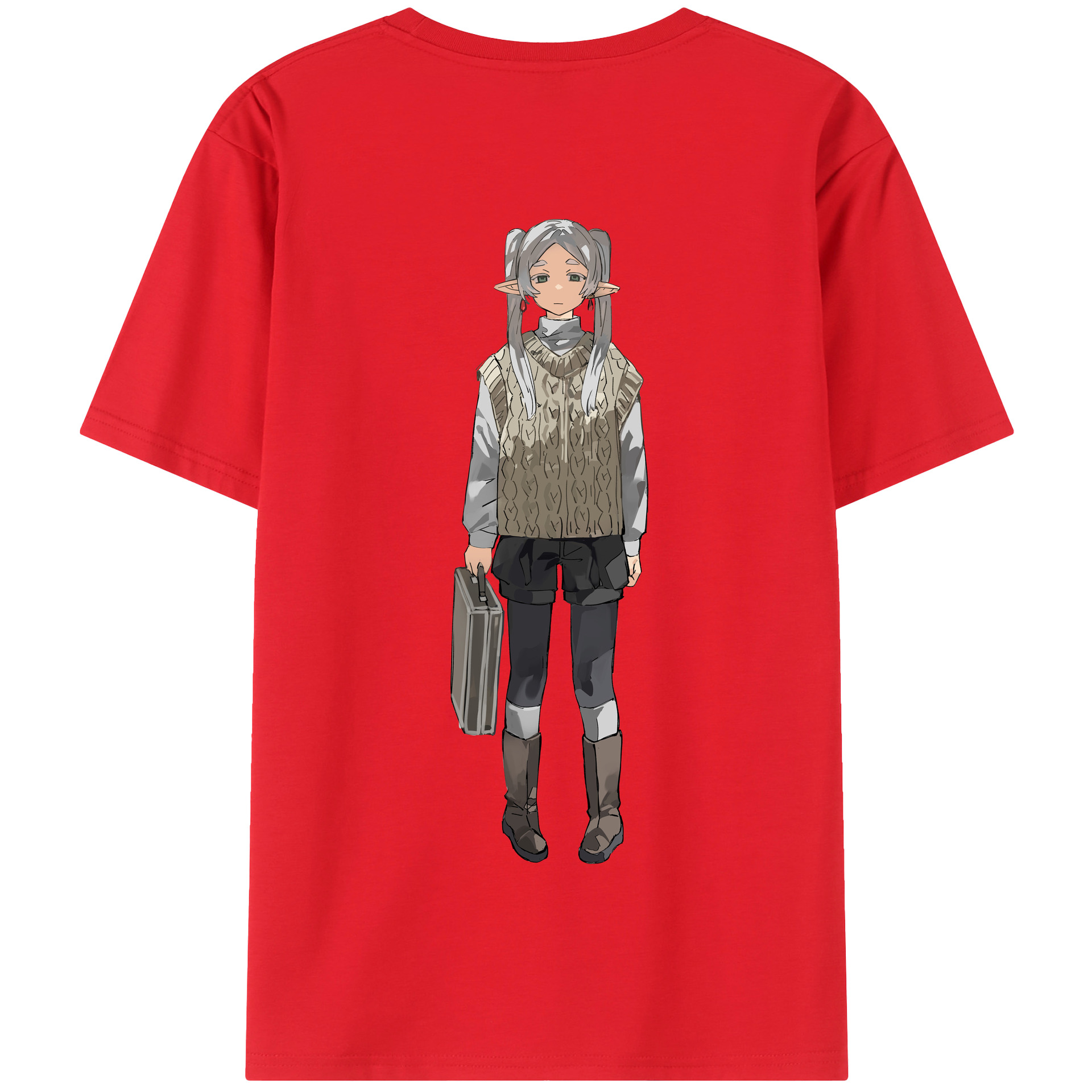 （画像用） 葬送のフリーレン Frieren 綿100％半袖Tシャツ（背面プリント）