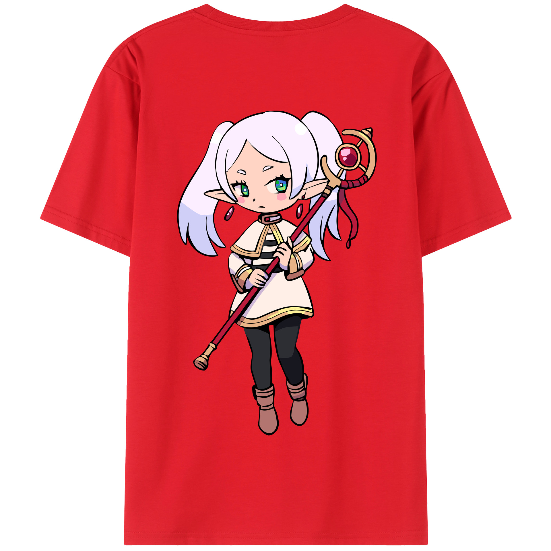 （画像用） 葬送のフリーレン Frieren 綿100％半袖Tシャツ（背面プリント）
