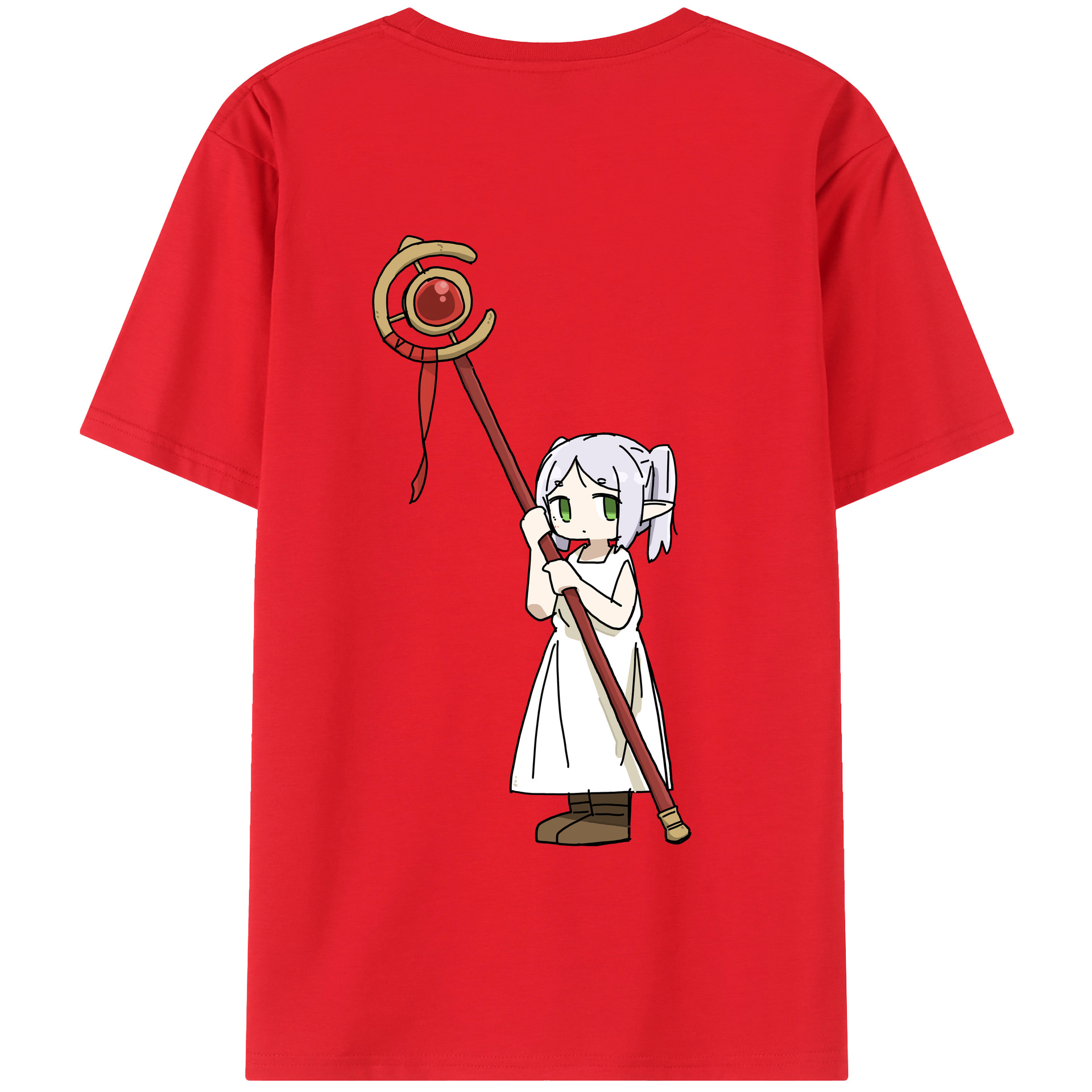 （画像用） 葬送のフリーレン Frieren 綿100％半袖Tシャツ（背面プリント）