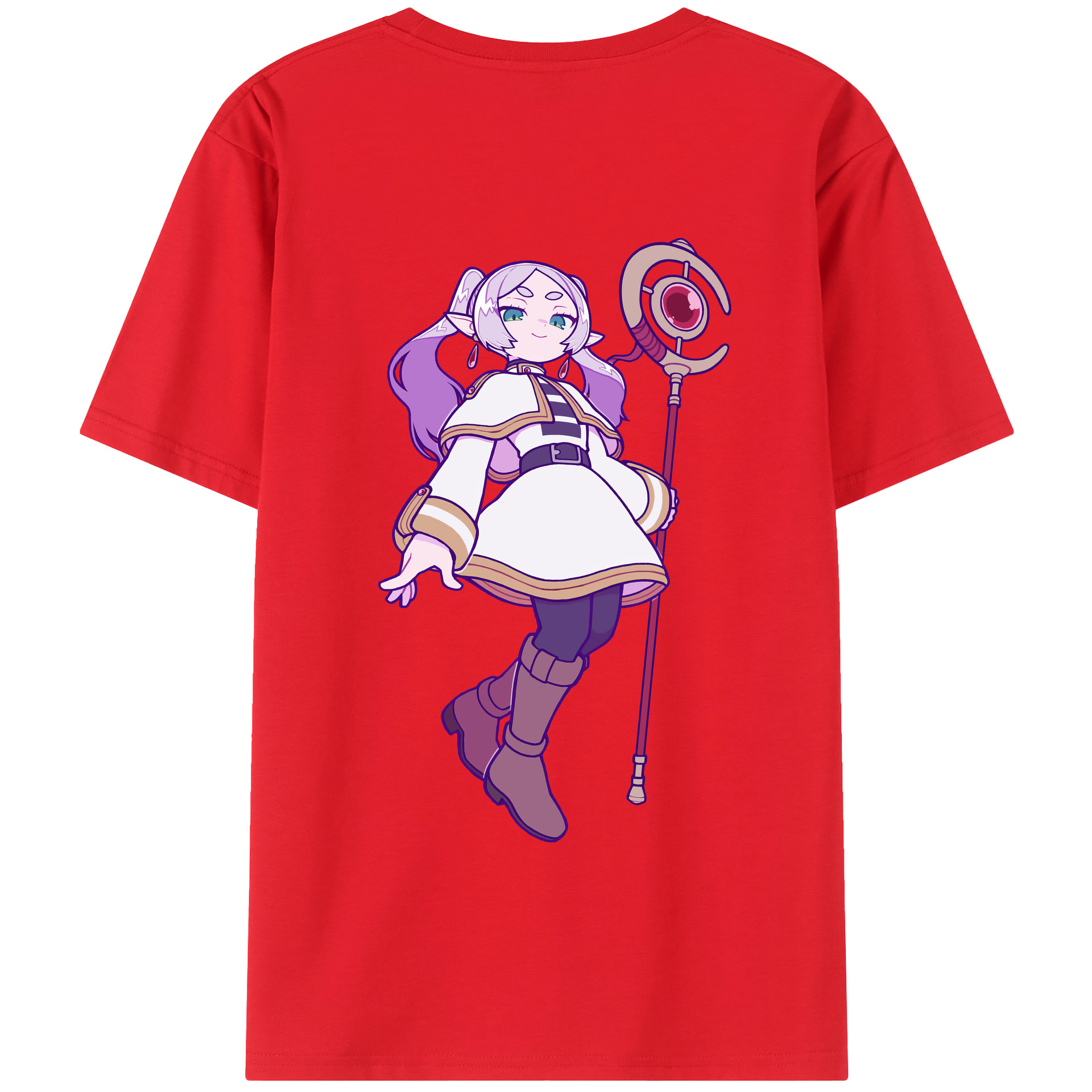 （画像用） 葬送のフリーレン Frieren 綿100％半袖Tシャツ（背面プリント）