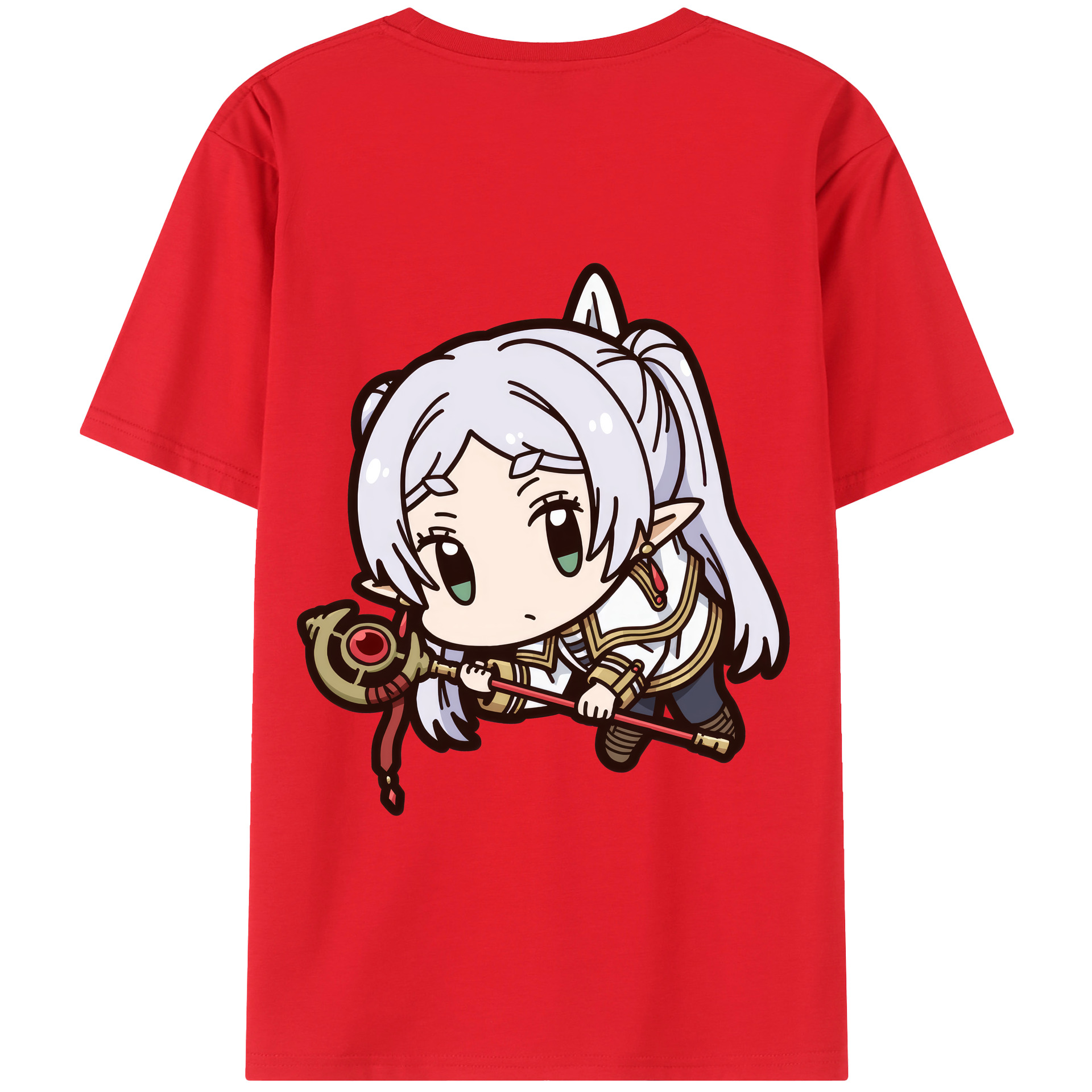 （画像用） 葬送のフリーレン Frieren 綿100％半袖Tシャツ（背面プリント）