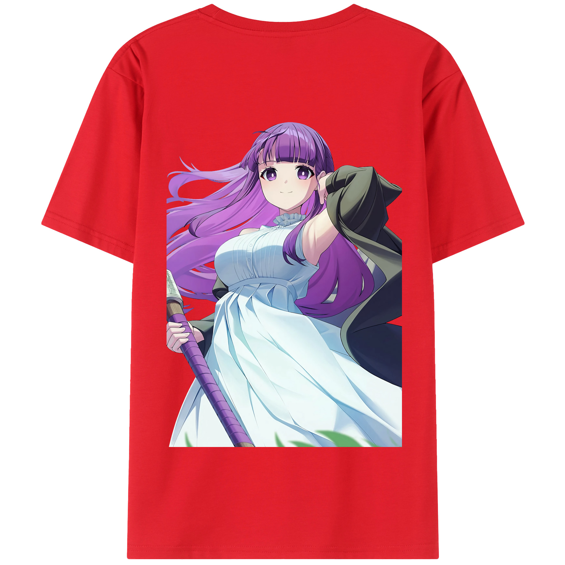 （画像用） 葬送のフリーレン Frieren 綿100％半袖Tシャツ（背面プリント）