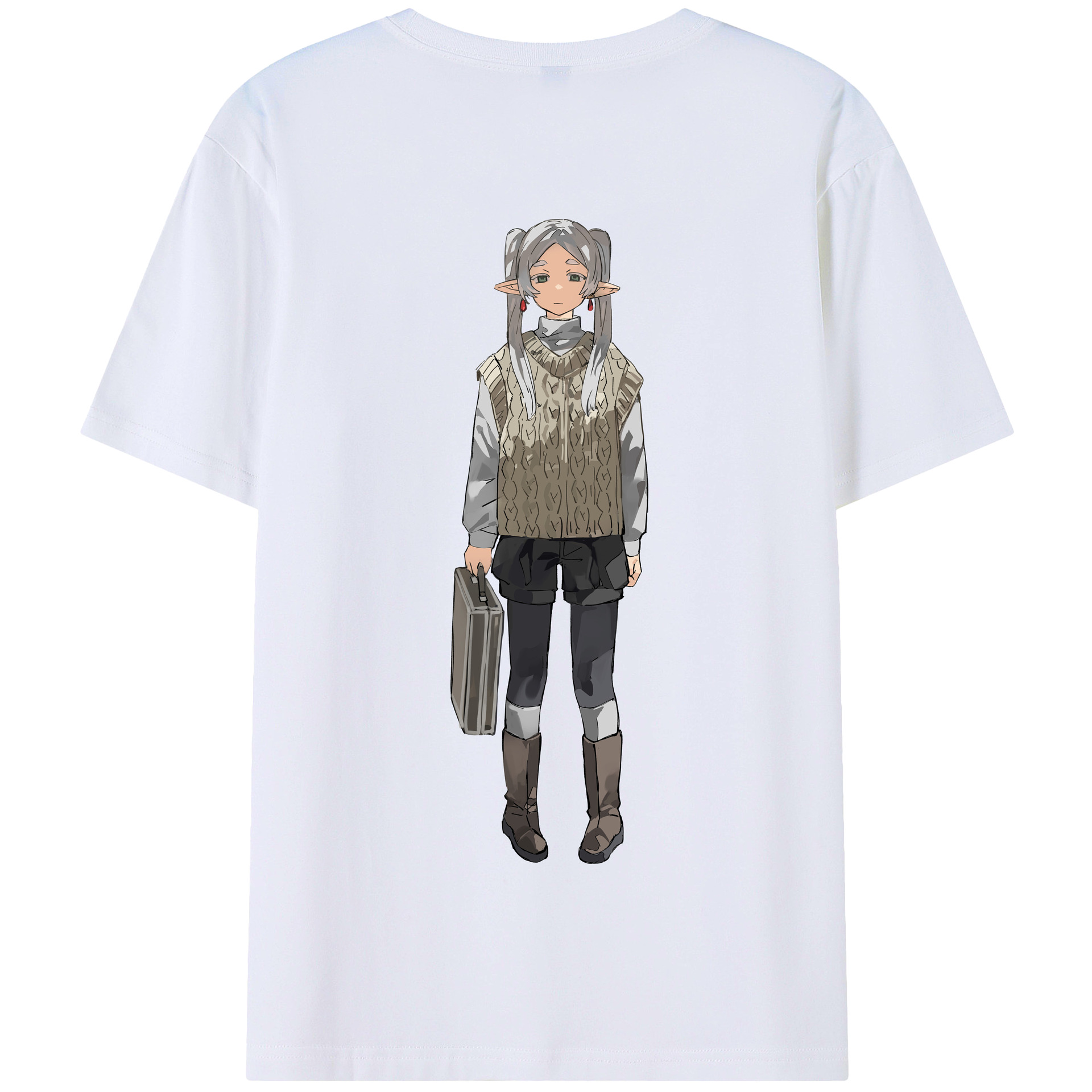 （画像用） 葬送のフリーレン Frieren 綿100％半袖Tシャツ（背面プリント）