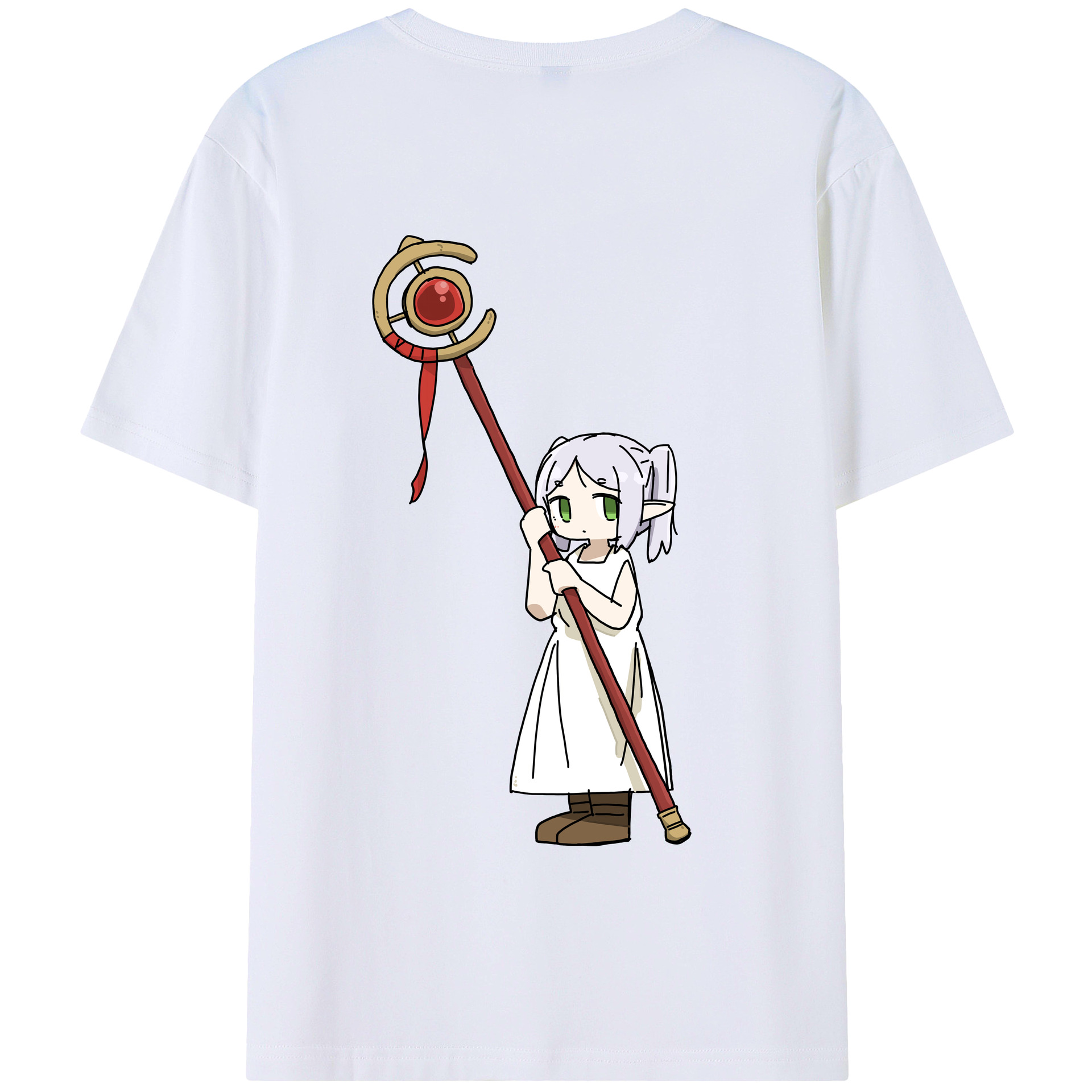 （画像用） 葬送のフリーレン Frieren 綿100％半袖Tシャツ（背面プリント）