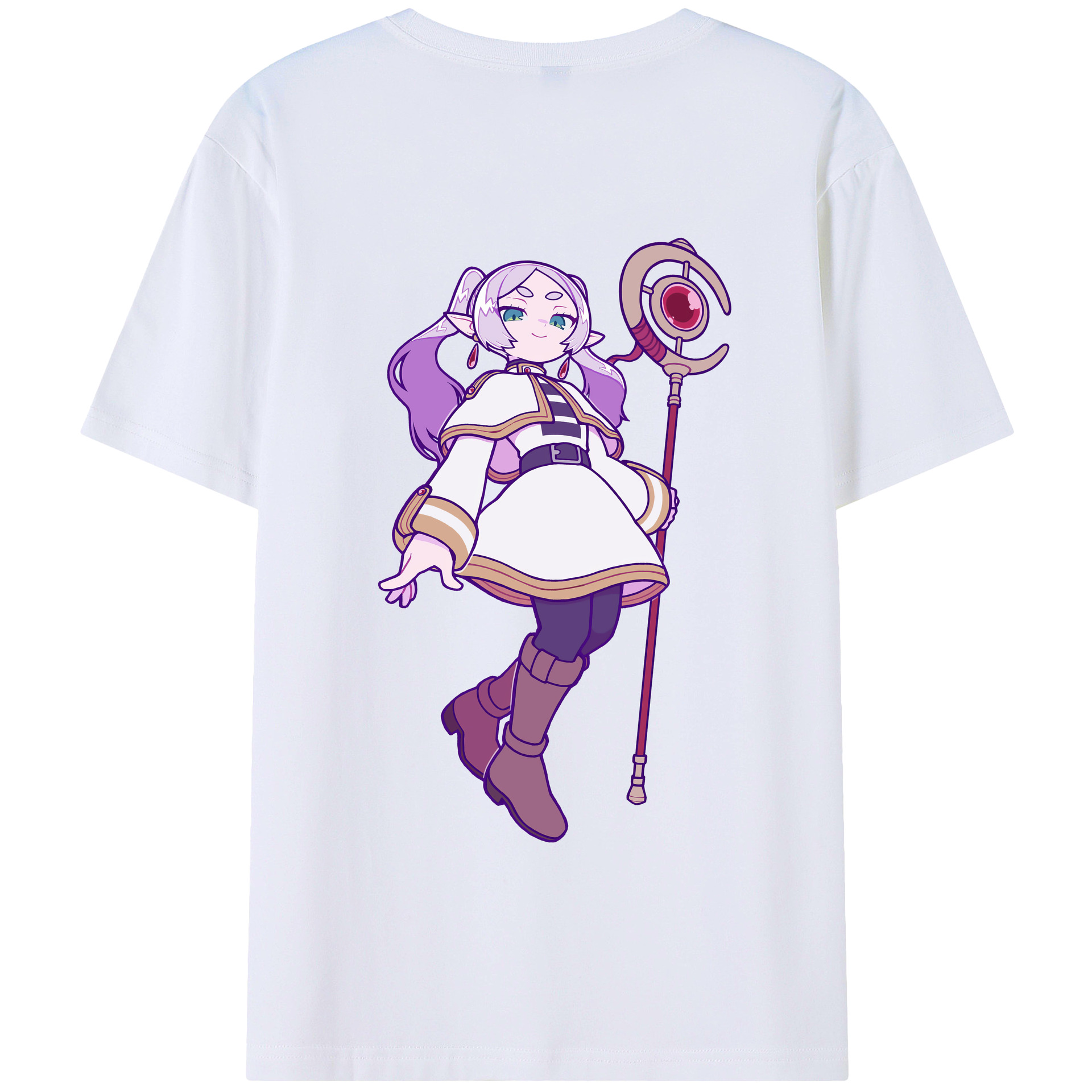 （画像用） 葬送のフリーレン Frieren 綿100％半袖Tシャツ（背面プリント）