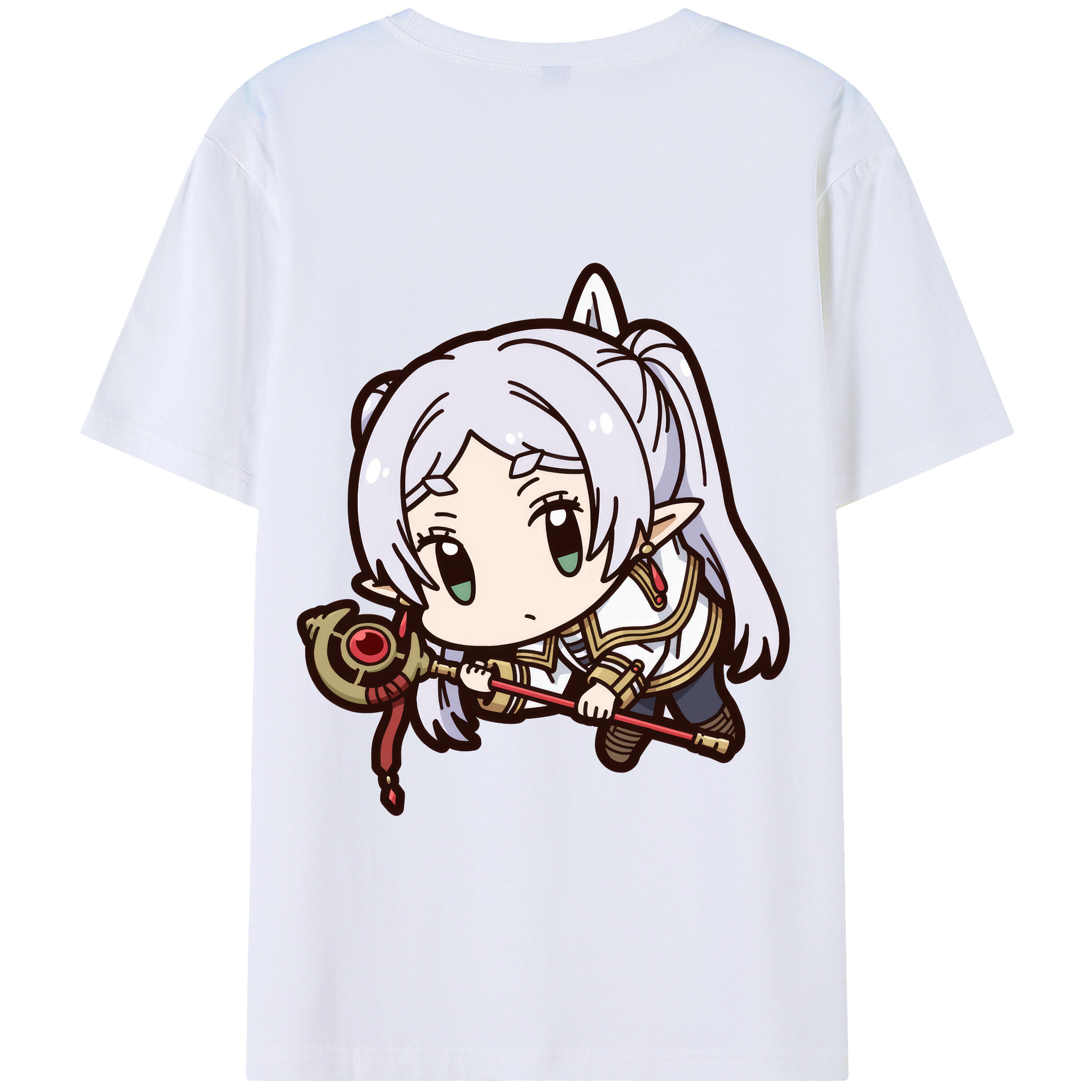 （画像用） 葬送のフリーレン Frieren 綿100％半袖Tシャツ（背面プリント）