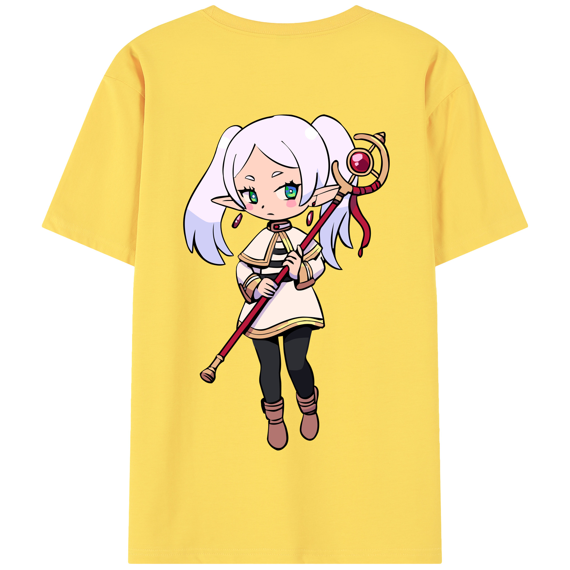 （画像用） 葬送のフリーレン Frieren 綿100％半袖Tシャツ（背面プリント）