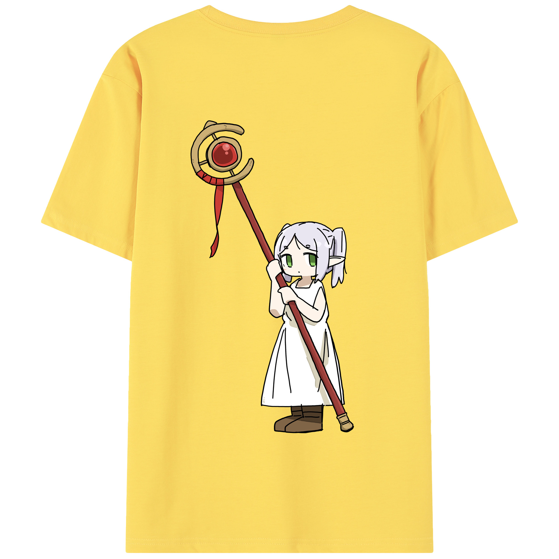（画像用） 葬送のフリーレン Frieren 綿100％半袖Tシャツ（背面プリント）