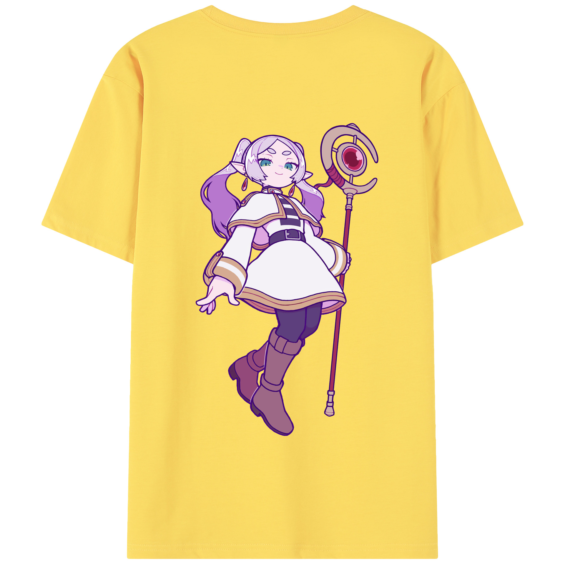 （画像用） 葬送のフリーレン Frieren 綿100％半袖Tシャツ（背面プリント）