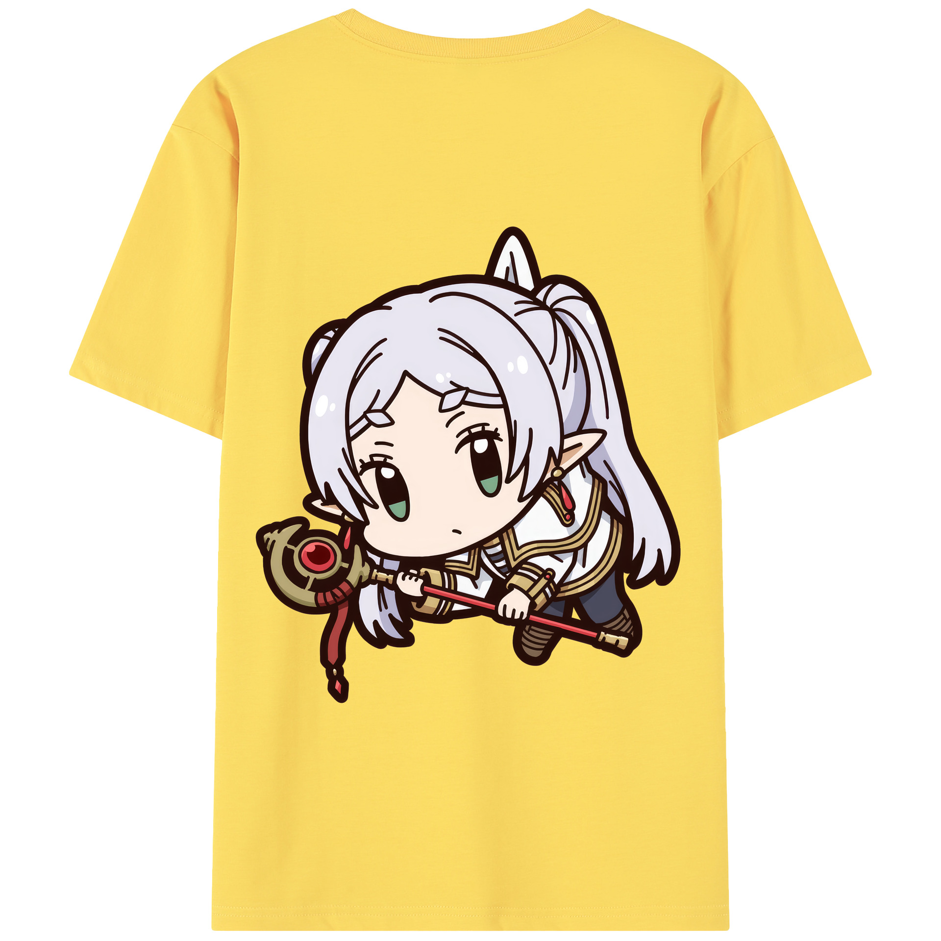 （画像用） 葬送のフリーレン Frieren 綿100％半袖Tシャツ（背面プリント）