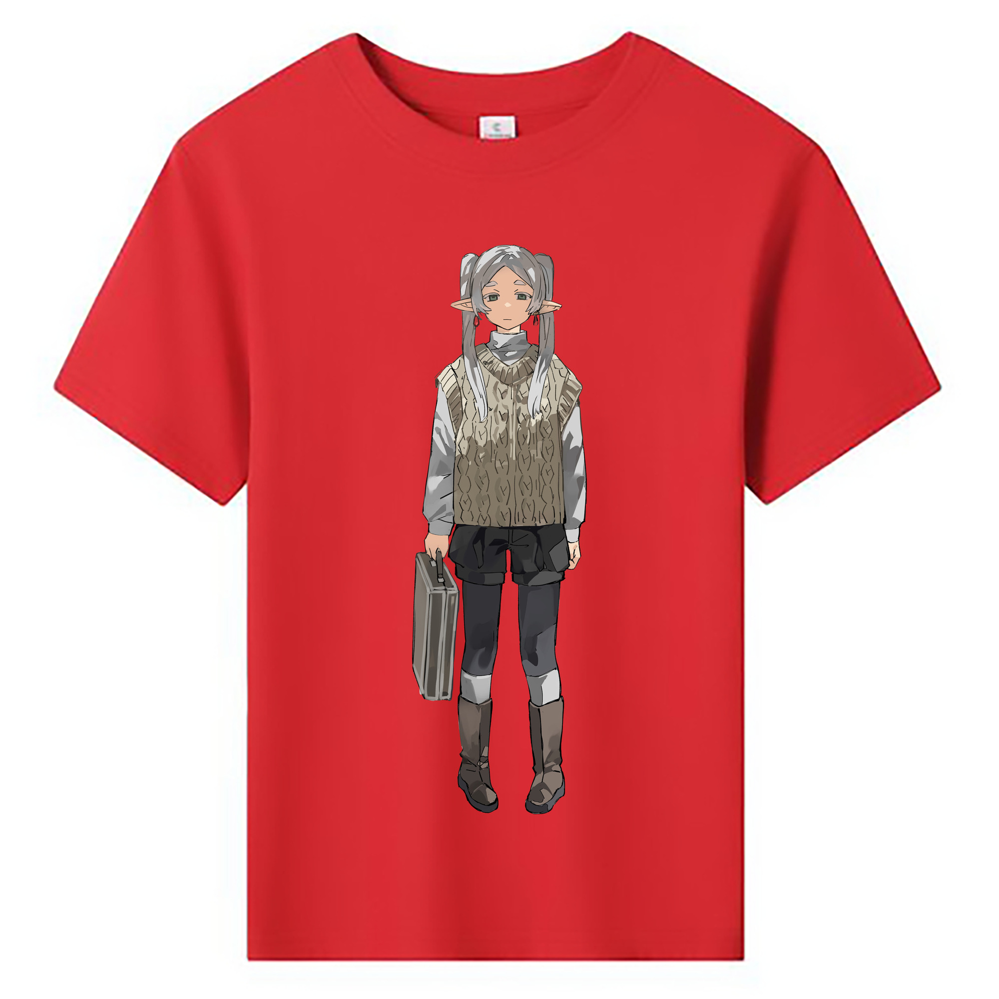 （画像用） 葬送のフリーレン Frieren 綿100％キッズTシャツ（フロントプリント）