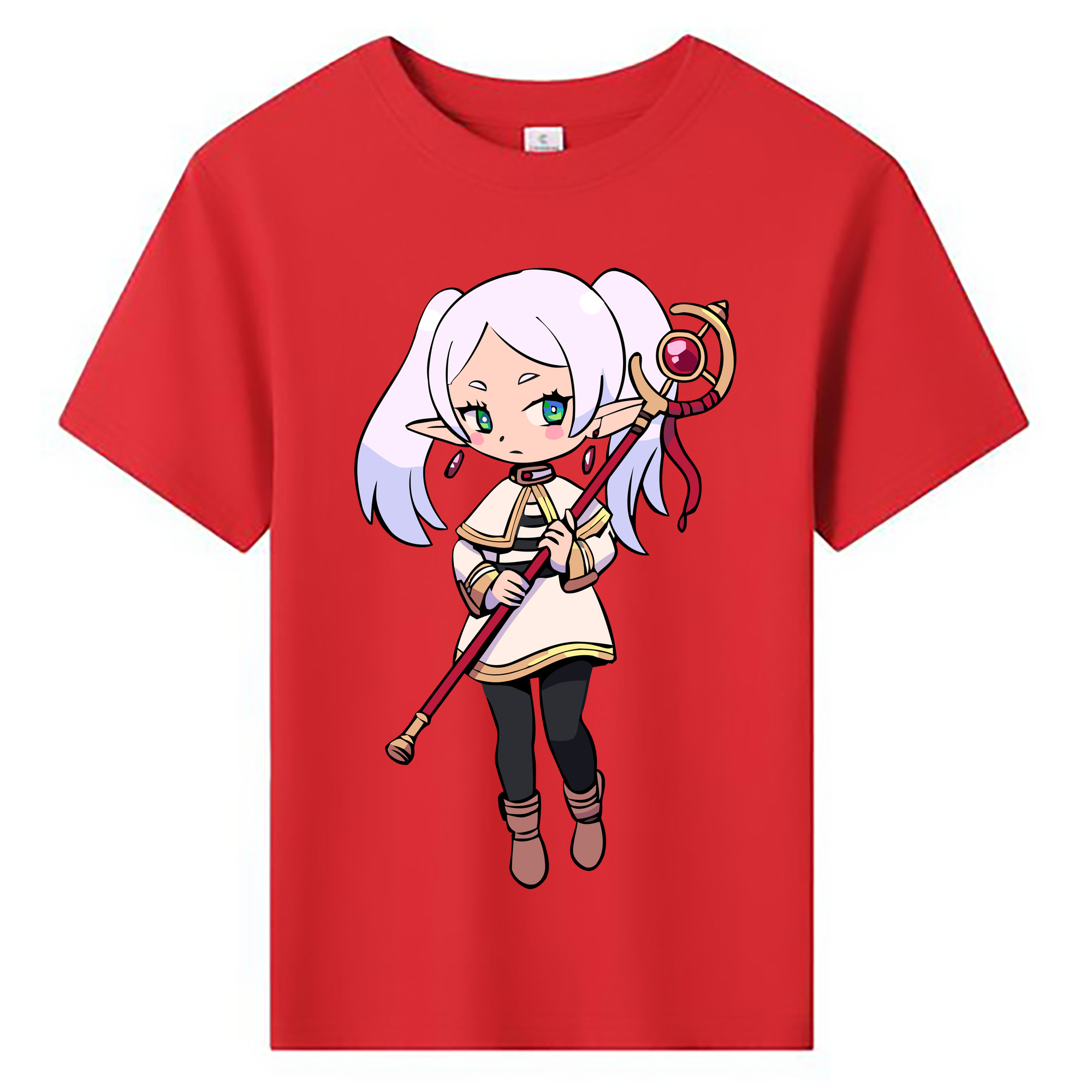 （画像用） 葬送のフリーレン Frieren 綿100％キッズTシャツ（フロントプリント）