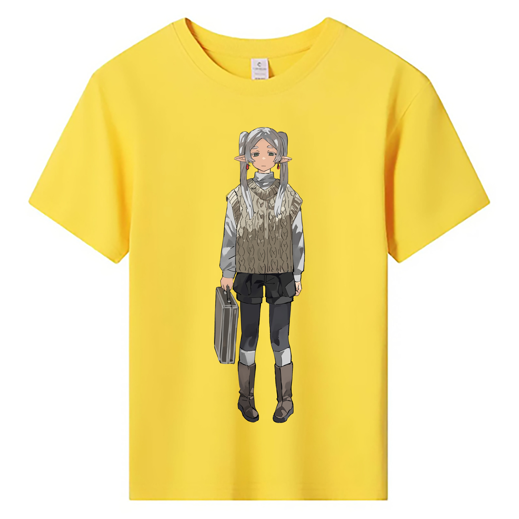 （画像用） 葬送のフリーレン Frieren 綿100％キッズTシャツ（フロントプリント）