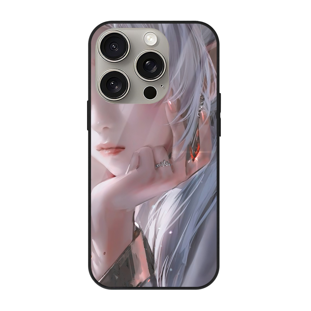 （画像用） 葬送のフリーレン Frieren 【iPhone15Pro対応】スマホケース 耐衝撃＆黄変防止 背面ガラス