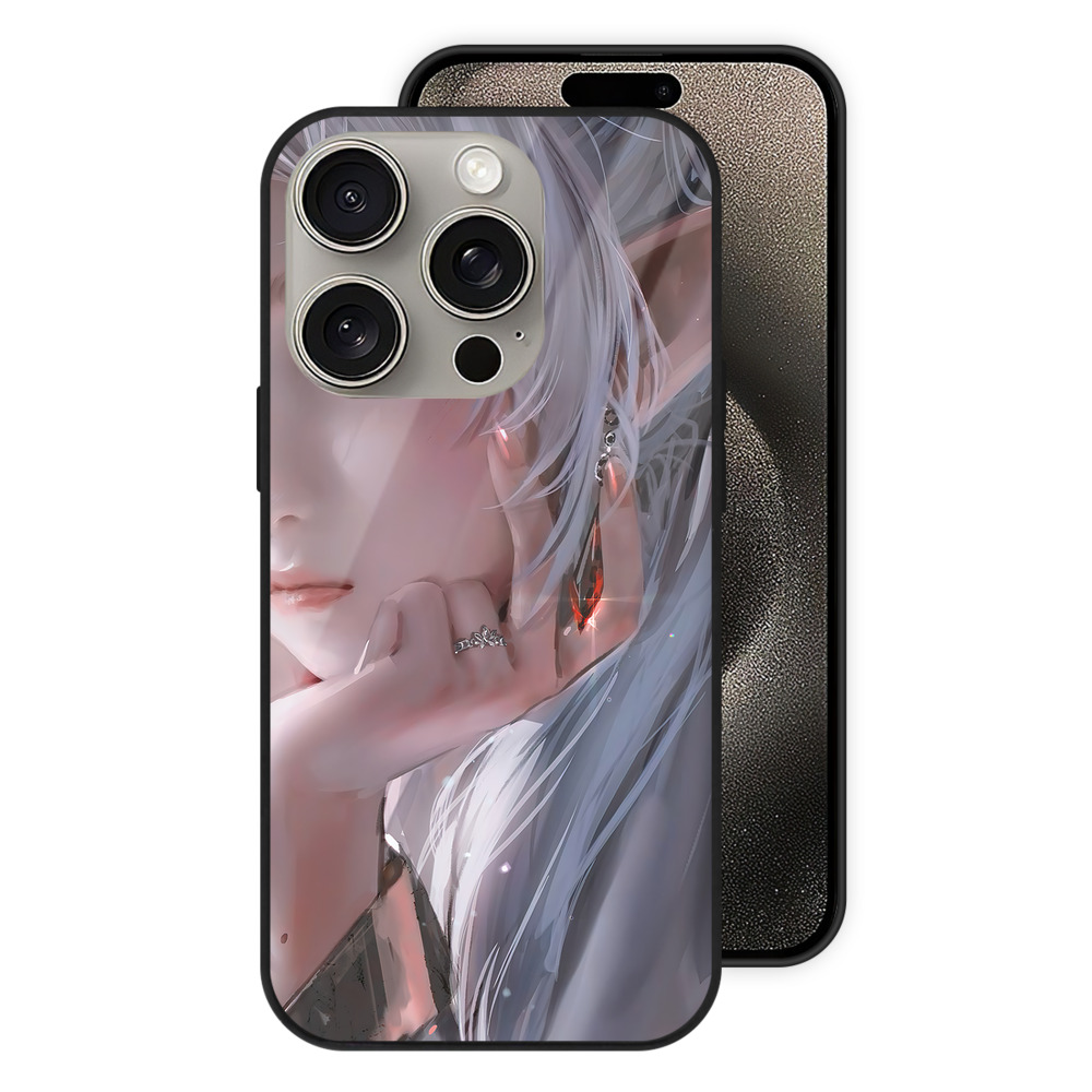 （画像用） 葬送のフリーレン Frieren 【iPhone15Pro対応】スマホケース 耐衝撃＆黄変防止 背面ガラス