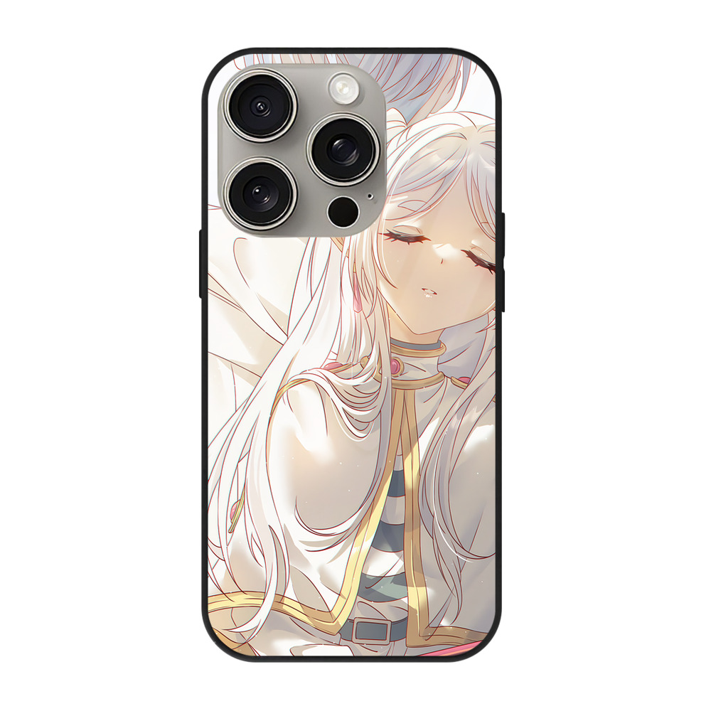 （画像用） 葬送のフリーレン Frieren 【iPhone15Pro対応】スマホケース 耐衝撃＆黄変防止 背面ガラス