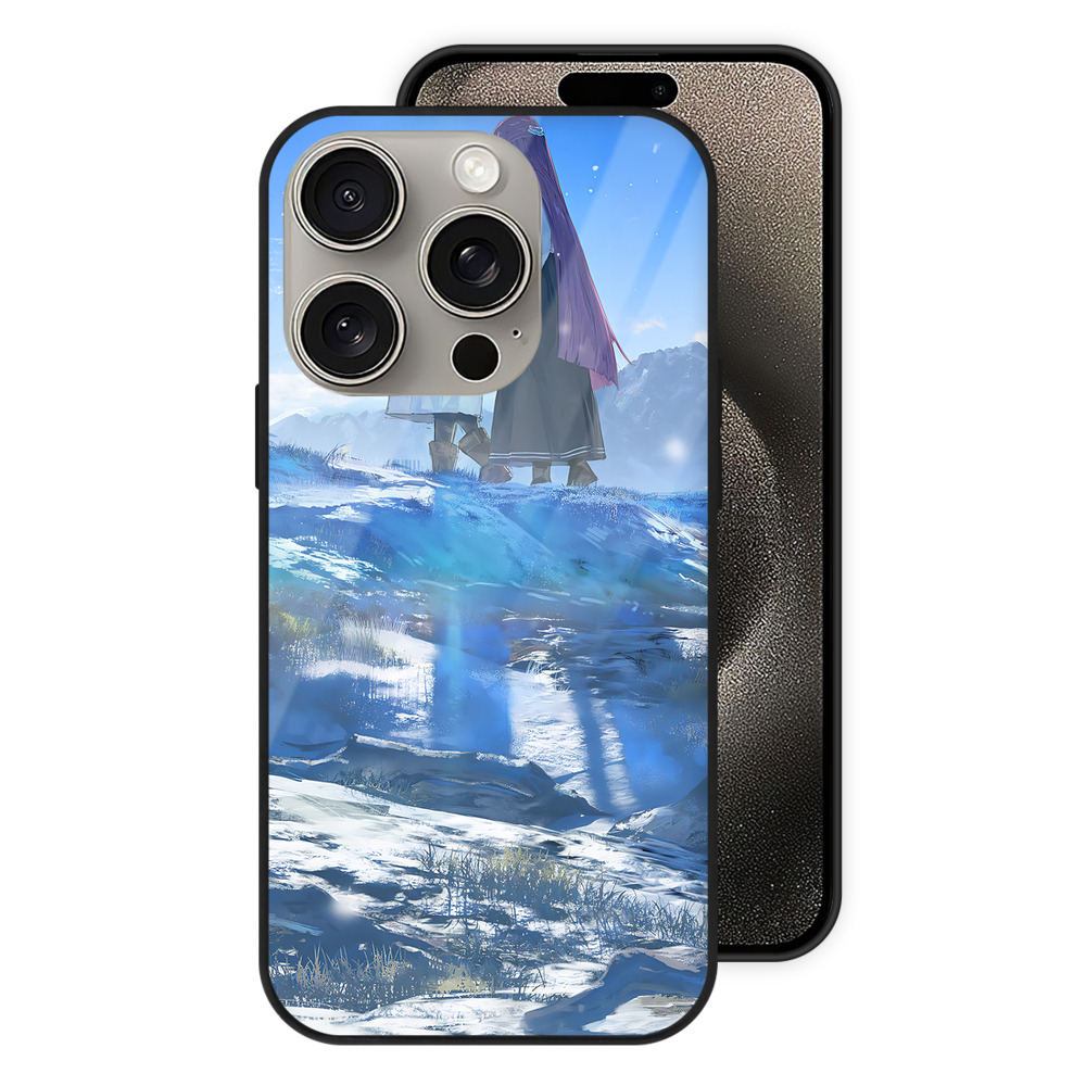 （画像用） 葬送のフリーレン Frieren 【iPhone15Pro対応】スマホケース 耐衝撃＆黄変防止 背面ガラス