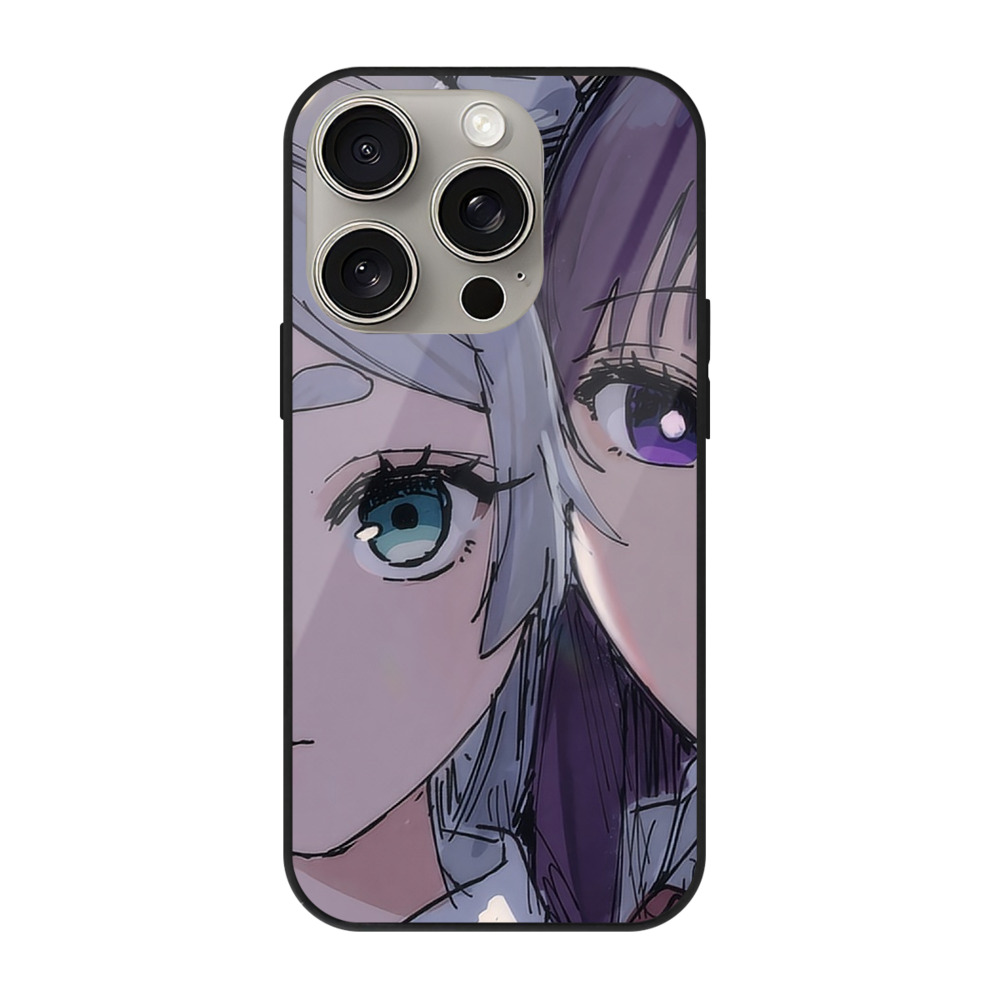 （画像用） 葬送のフリーレン Frieren 【iPhone15Pro対応】スマホケース 耐衝撃＆黄変防止 背面ガラス