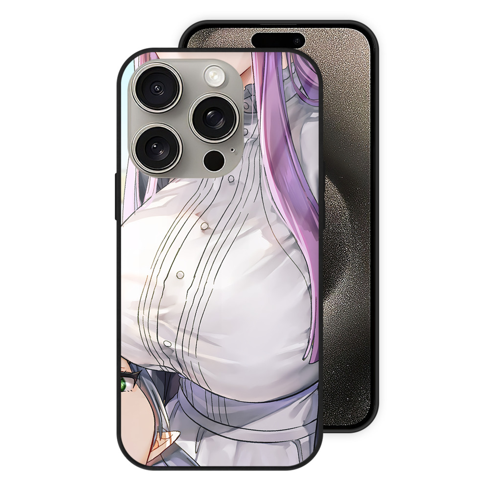 （画像用） 葬送のフリーレン Frieren 【iPhone15Pro対応】スマホケース 耐衝撃＆黄変防止 背面ガラス