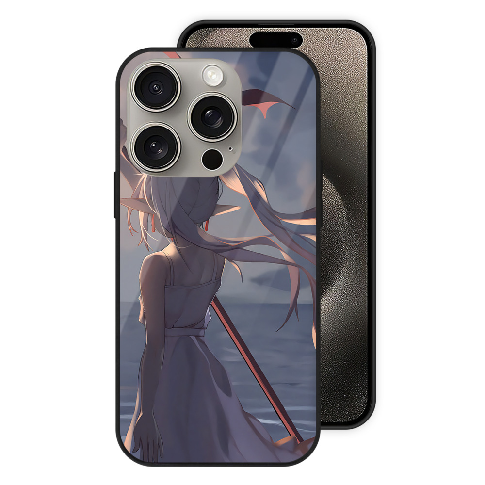 （画像用） 葬送のフリーレン Frieren 【iPhone15Pro対応】スマホケース 耐衝撃＆黄変防止 背面ガラス