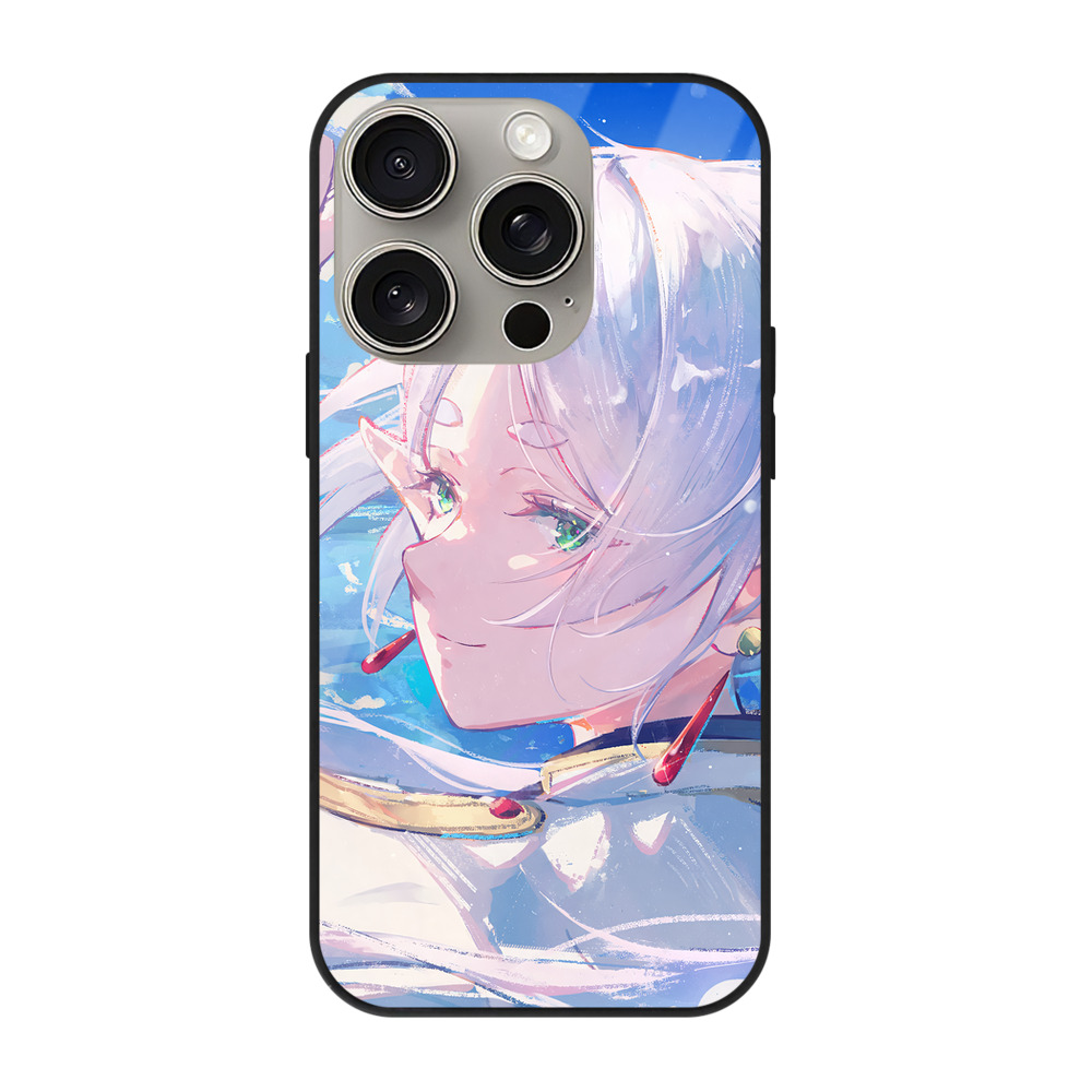 （画像用） 葬送のフリーレン Frieren 【iPhone15Pro対応】スマホケース 耐衝撃＆黄変防止 背面ガラス