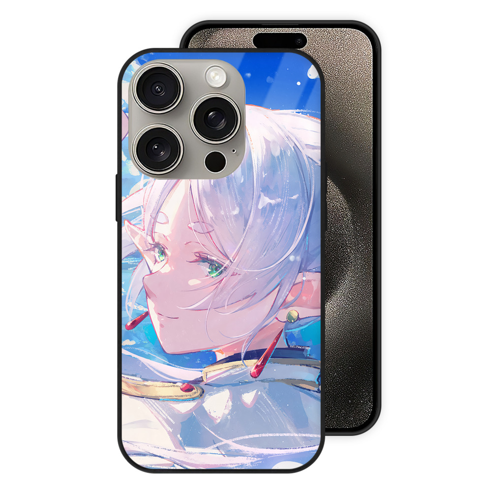 （画像用） 葬送のフリーレン Frieren 【iPhone15Pro対応】スマホケース 耐衝撃＆黄変防止 背面ガラス