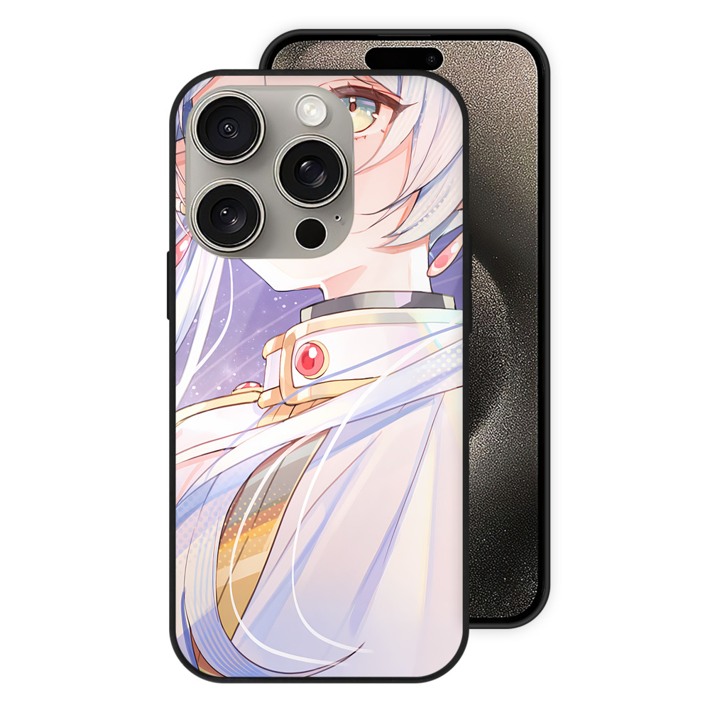 （画像用） 葬送のフリーレン Frieren 【iPhone15Pro対応】スマホケース 耐衝撃＆黄変防止 背面ガラス