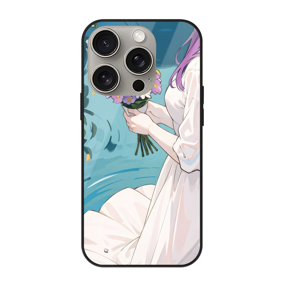 （画像用） 葬送のフリーレン Frieren 【iPhone15Pro対応】スマホケース 耐衝撃＆黄変防止 背面ガラス