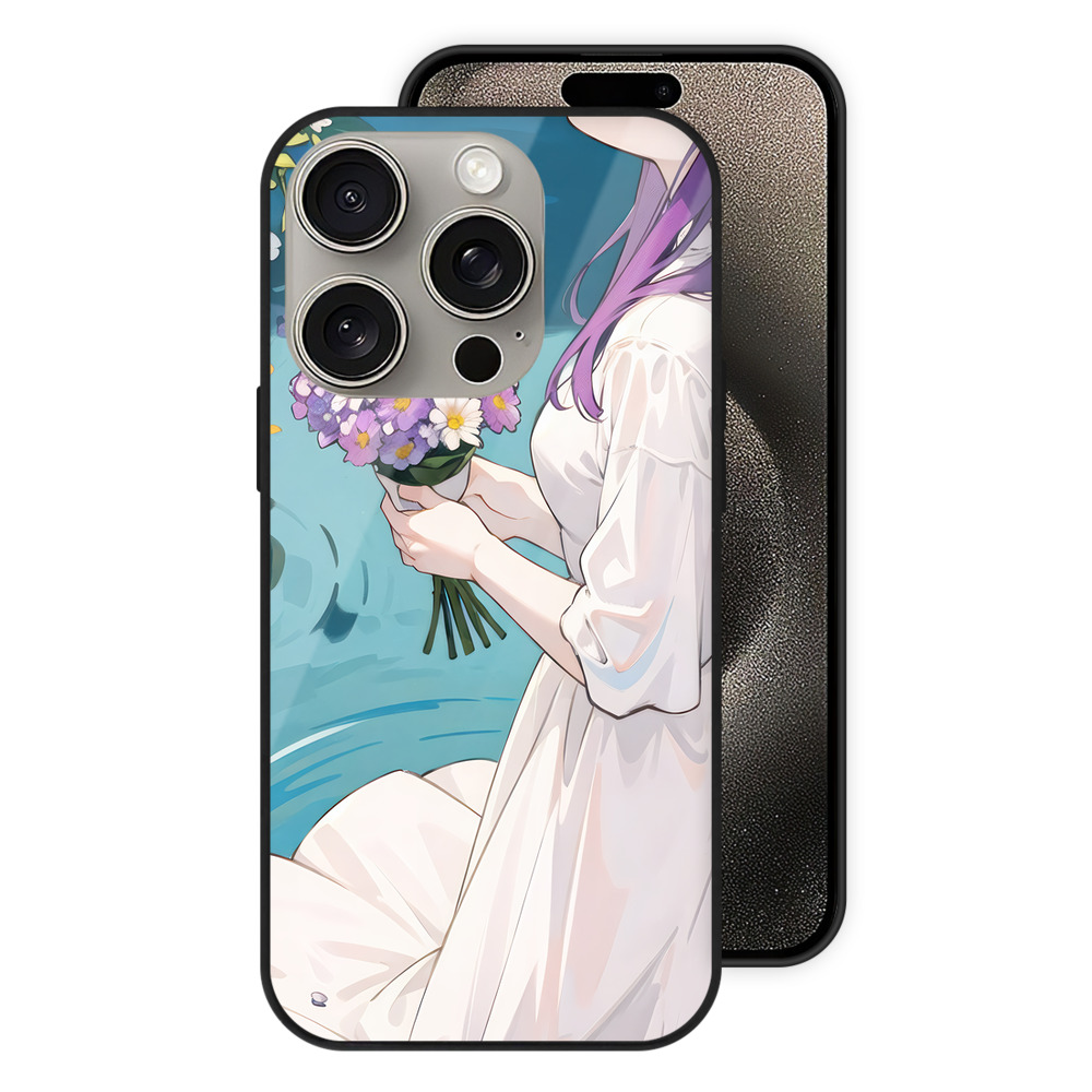 （画像用） 葬送のフリーレン Frieren 【iPhone15Pro対応】スマホケース 耐衝撃＆黄変防止 背面ガラス