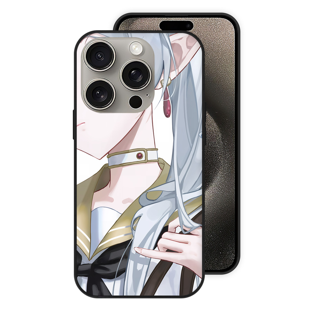 （画像用） 葬送のフリーレン Frieren 【iPhone15Pro対応】スマホケース 耐衝撃＆黄変防止 背面ガラス