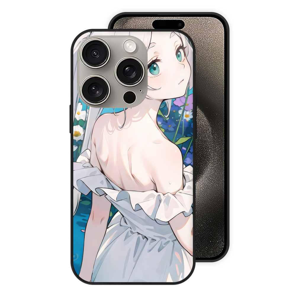 （画像用） 葬送のフリーレン Frieren 【iPhone15Pro対応】スマホケース 耐衝撃＆黄変防止 背面ガラス