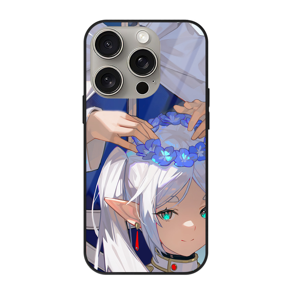 （画像用） 葬送のフリーレン Frieren 【iPhone15Pro対応】スマホケース 耐衝撃＆黄変防止 背面ガラス