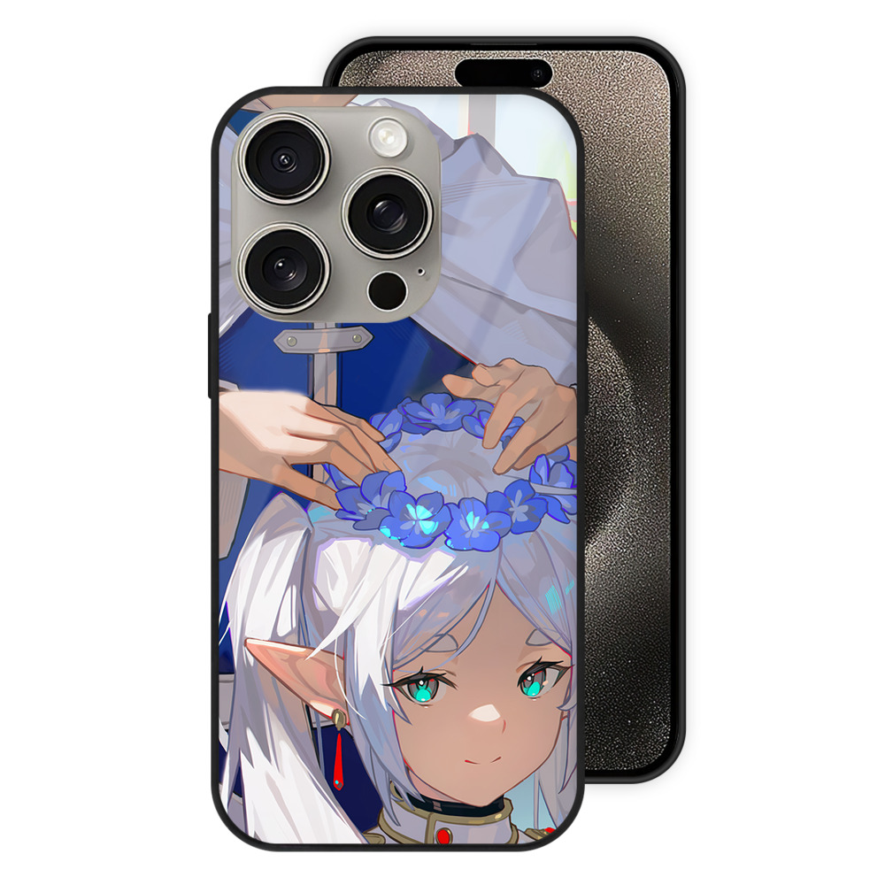 （画像用） 葬送のフリーレン Frieren 【iPhone15Pro対応】スマホケース 耐衝撃＆黄変防止 背面ガラス