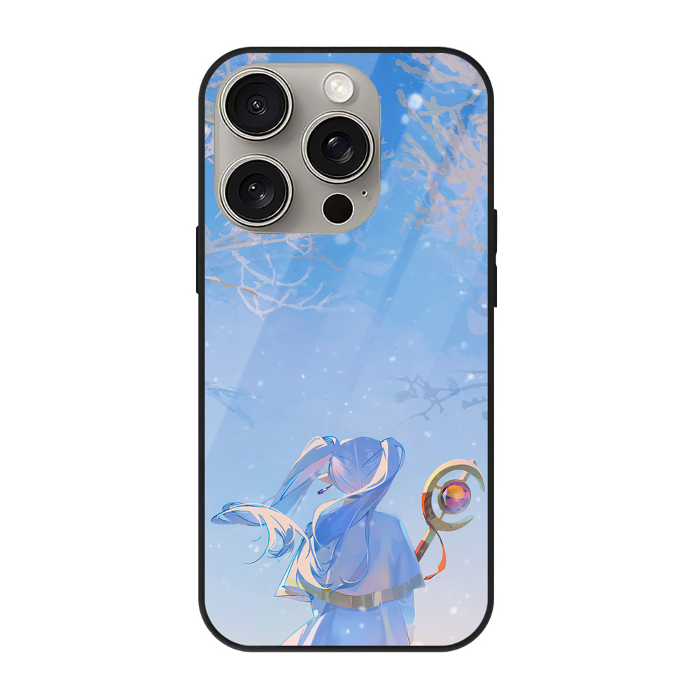 （画像用） 葬送のフリーレン Frieren 【iPhone15Pro対応】スマホケース 耐衝撃＆黄変防止 背面ガラス