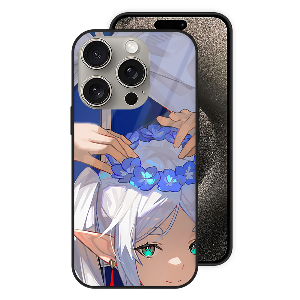 （画像用） 葬送のフリーレン Frieren 【iPhone15Pro対応】スマホケース 耐衝撃＆黄変防止 背面ガラス