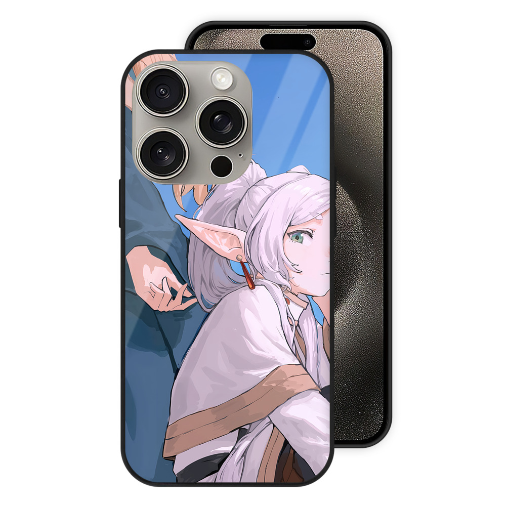 （画像用） 葬送のフリーレン Frieren 【iPhone15Pro対応】スマホケース 耐衝撃＆黄変防止 背面ガラス