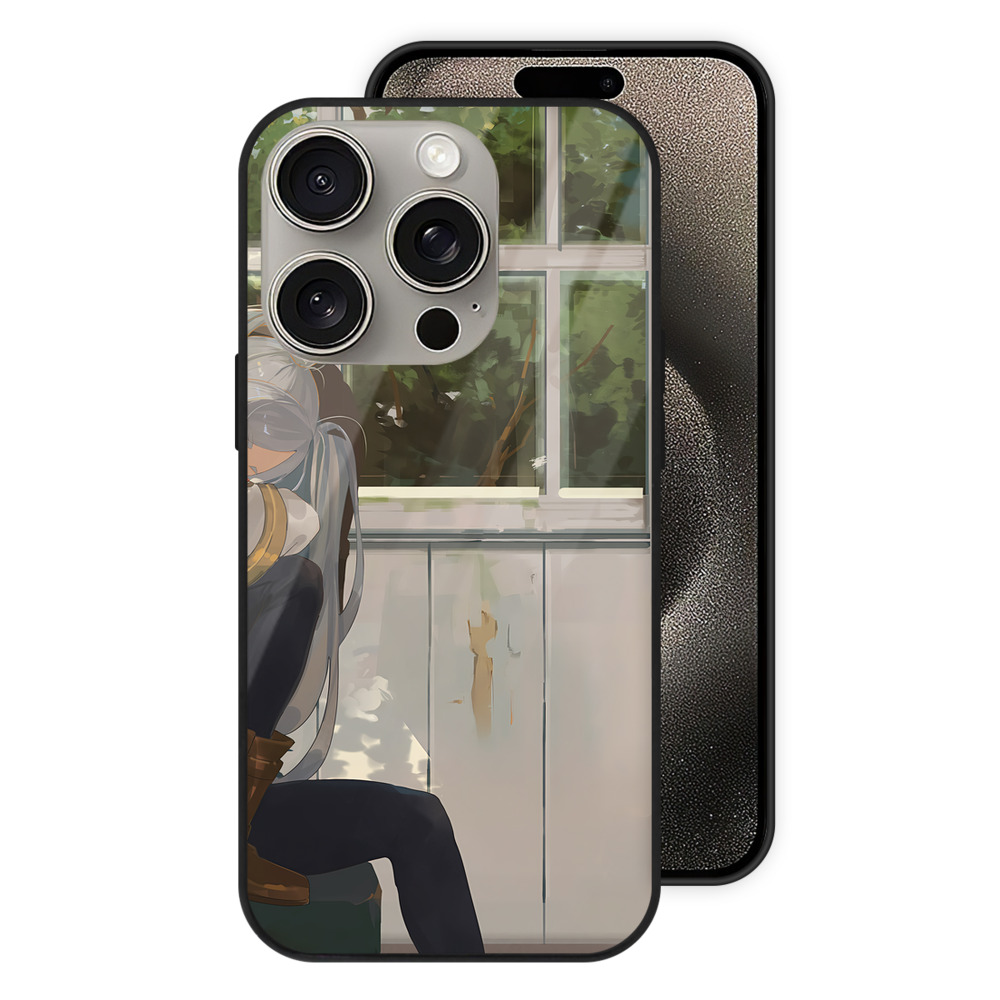 （画像用） 葬送のフリーレン Frieren 【iPhone15Pro対応】スマホケース 耐衝撃＆黄変防止 背面ガラス